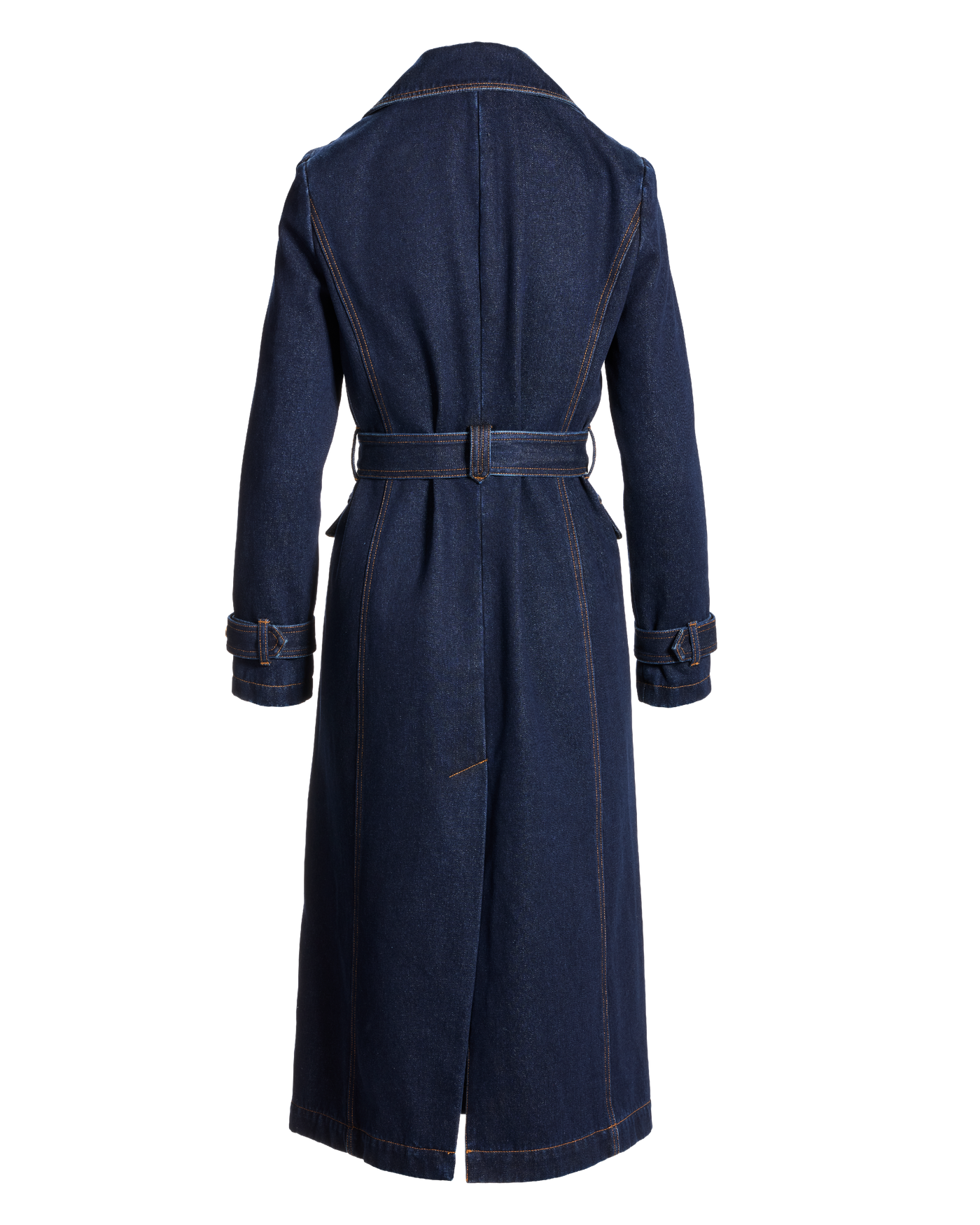 Chic Denim Belted Trench Coat Rinse