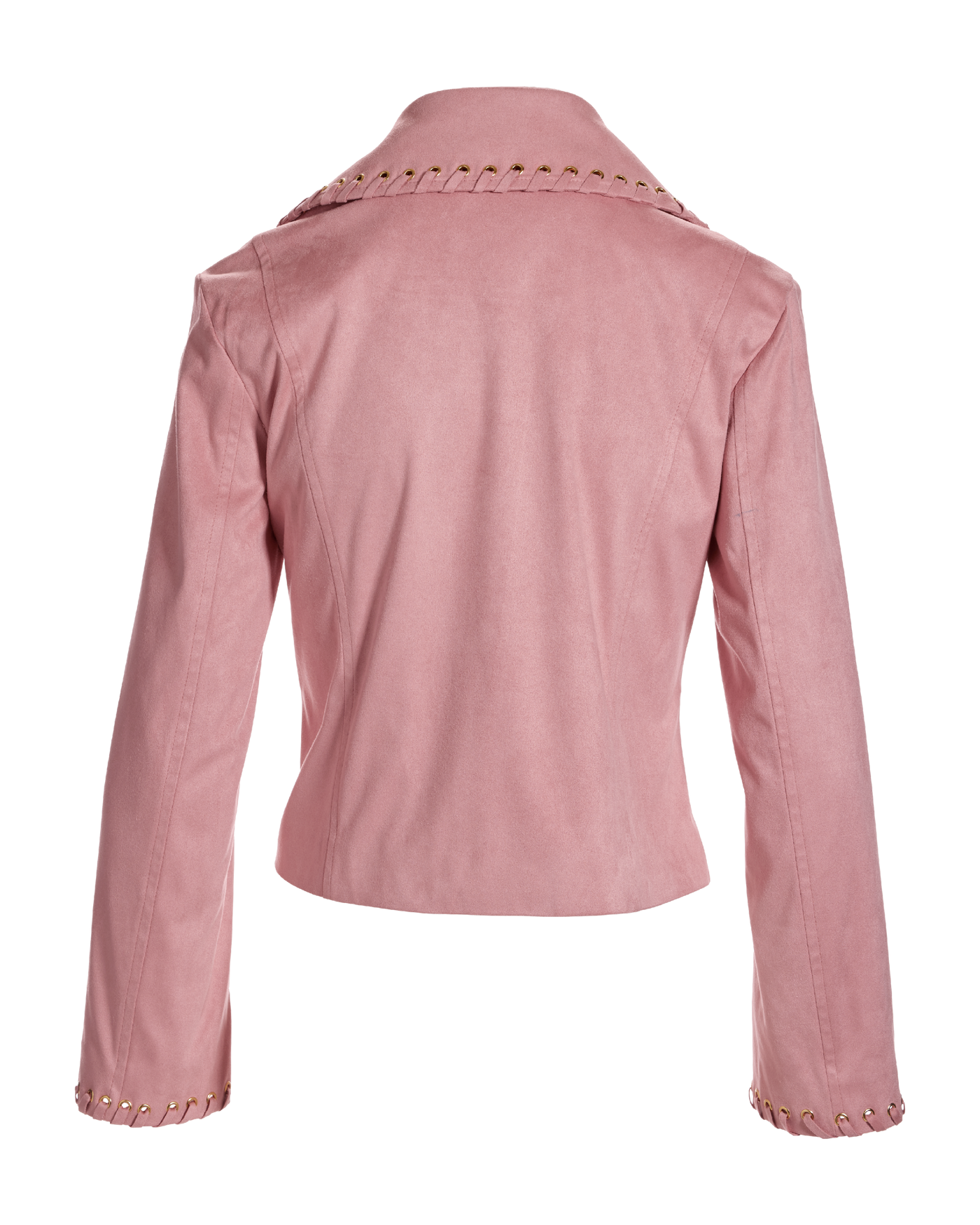 Faux Suede Whipstitch Detail Double Breasted Jacket Blush