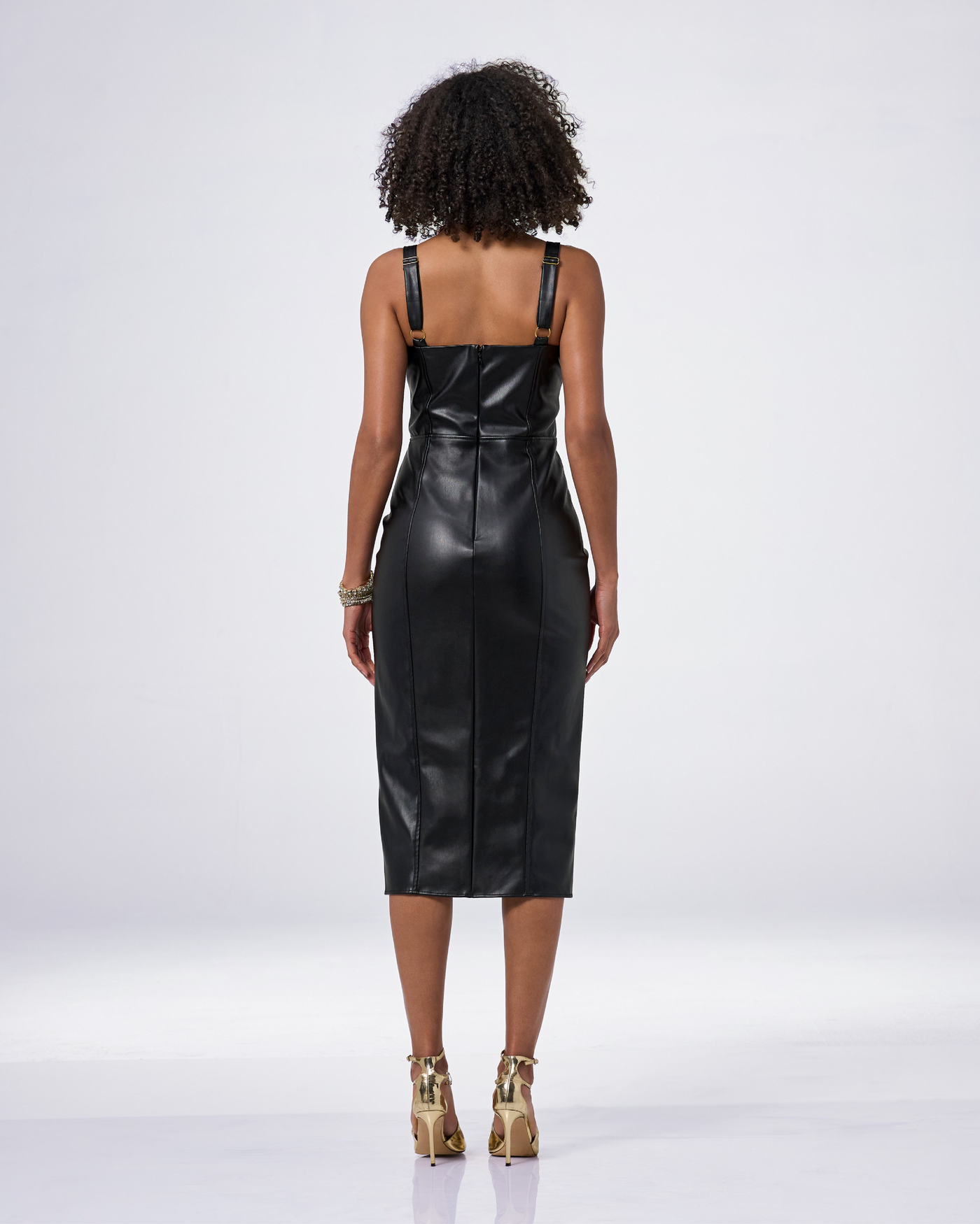 knee length dresses for ladies Keyana Strapless Faux Leather Dress main image 0