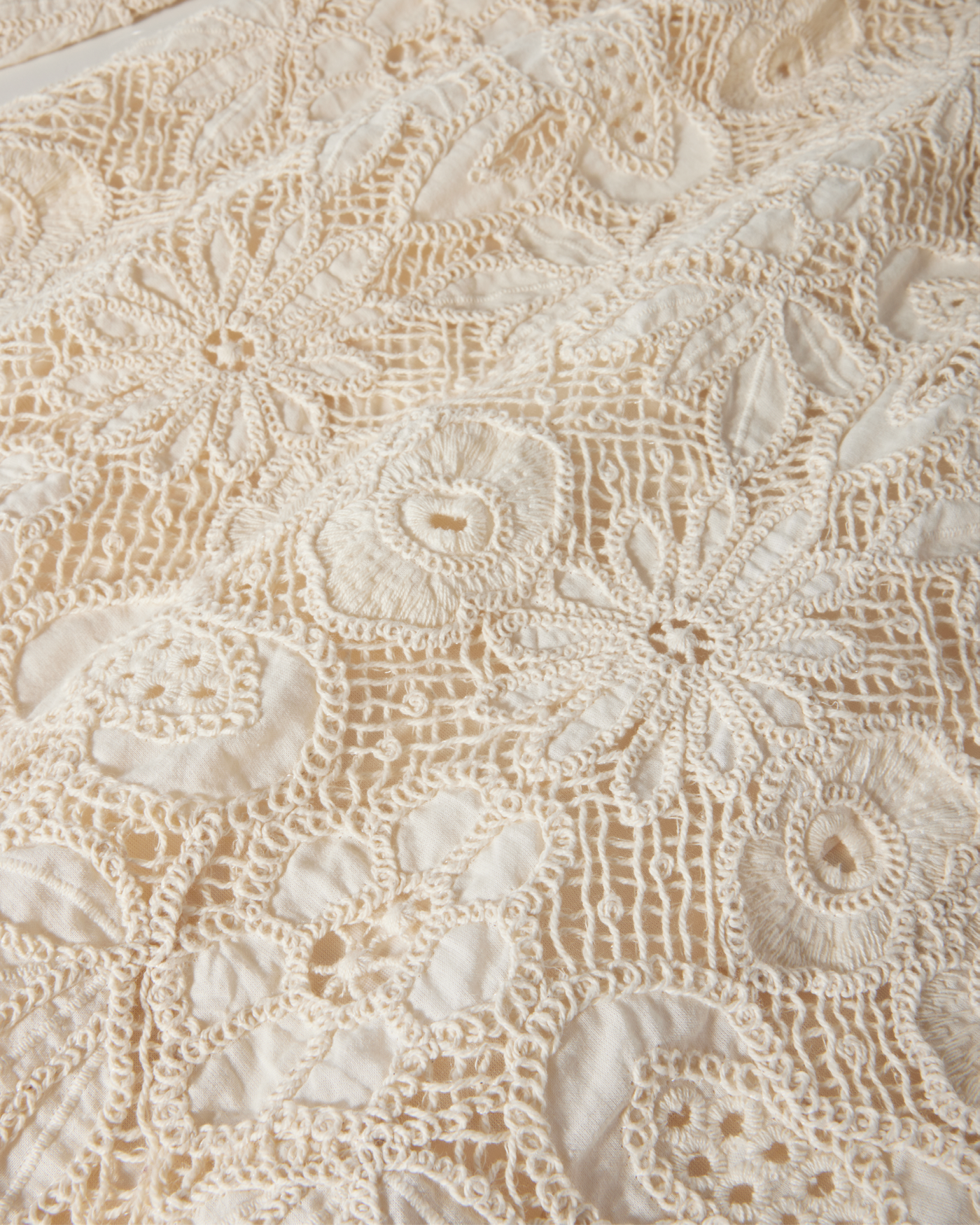 Crochet Lace Bell Sleeve Dress Cream