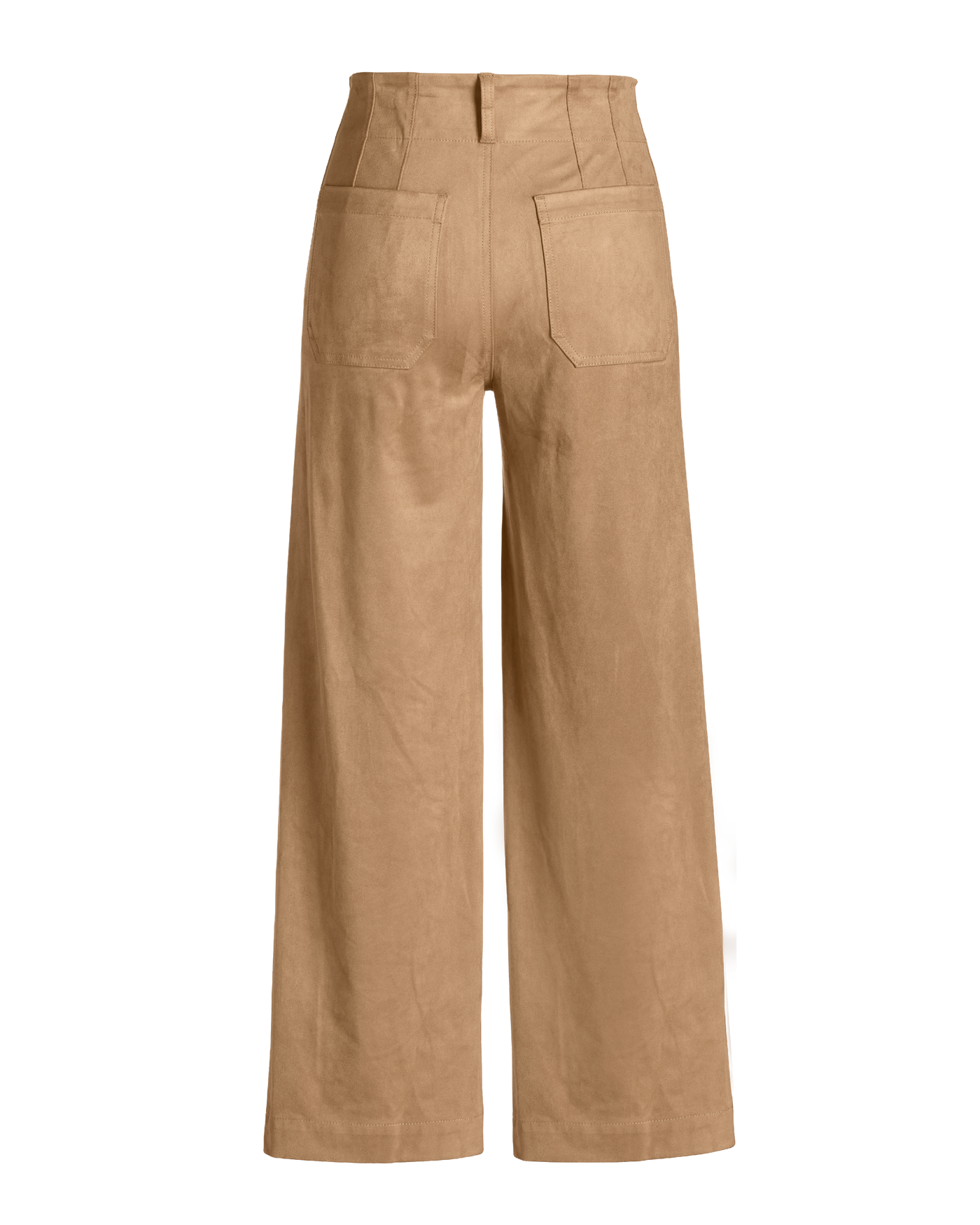 Faux Suede Patch Pocket Wide Leg Ankle Pant - Tan | Boston Proper