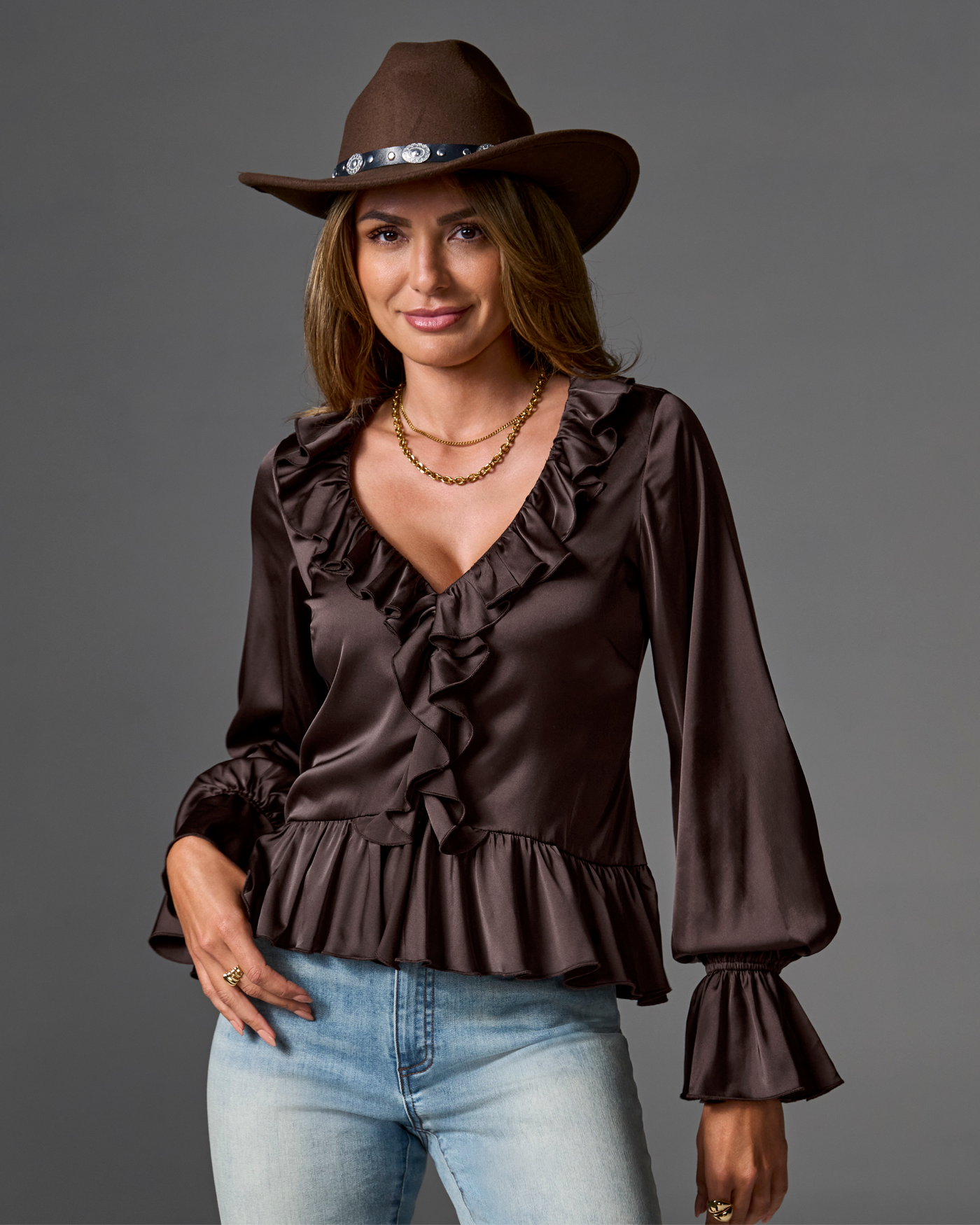 Western Trim Hat Brown