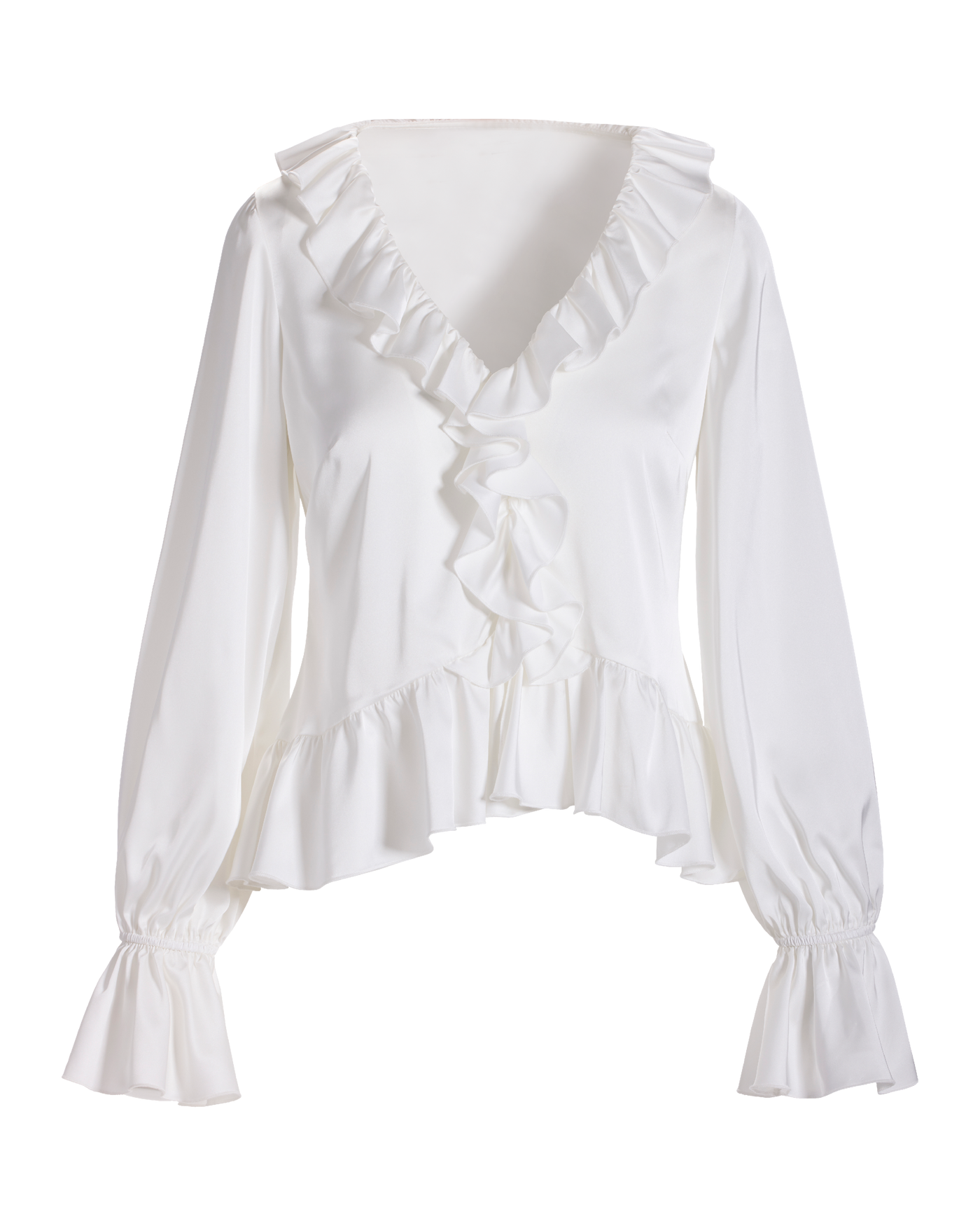 Paige Ruffle Charmeuse Blouse Off White