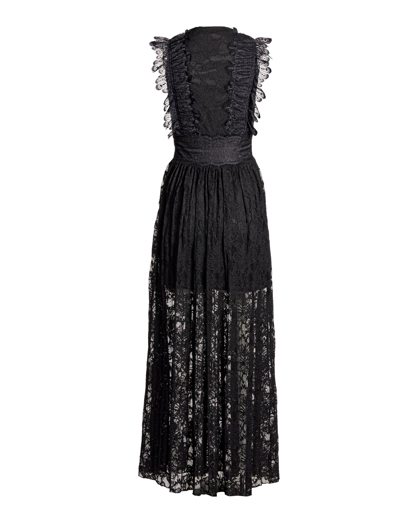 Delicate Lace Slit Front Maxi Dress Black