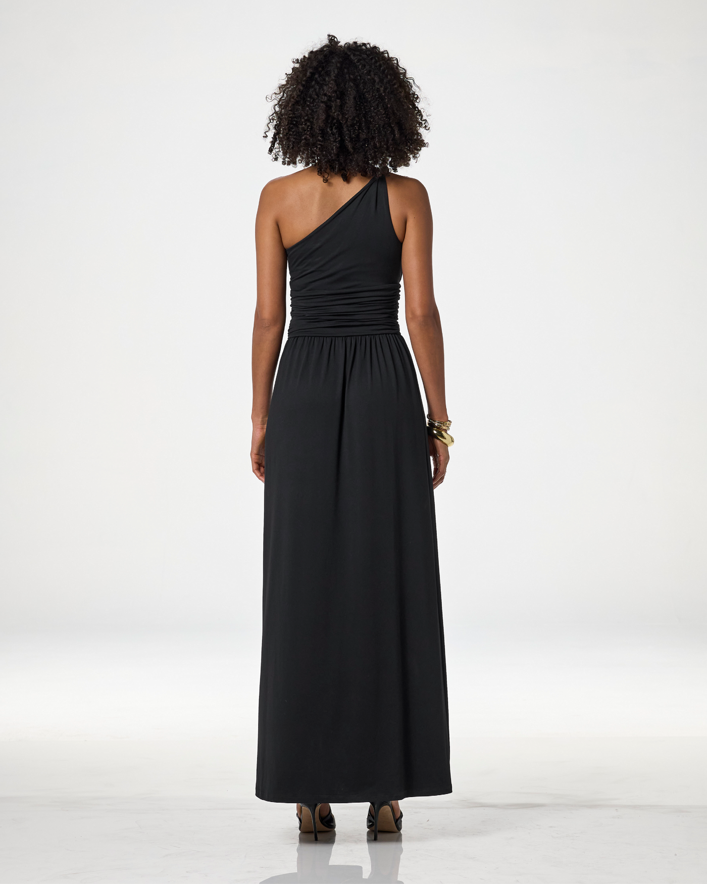 Susana Monaco x Boston Proper One Shoulder Ruched Maxi Dress - Black