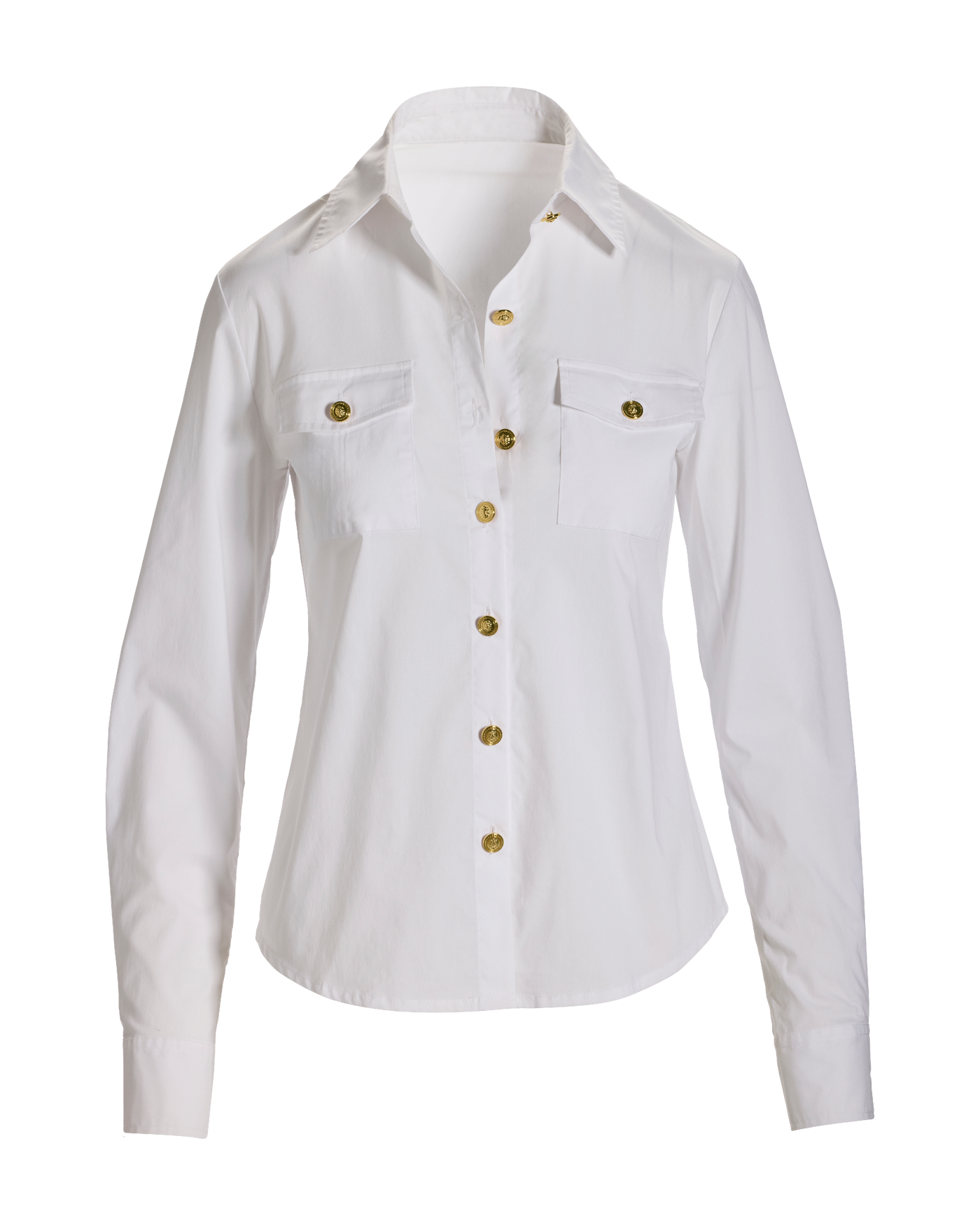 Utility Chic Poplin Button Down Shirt White