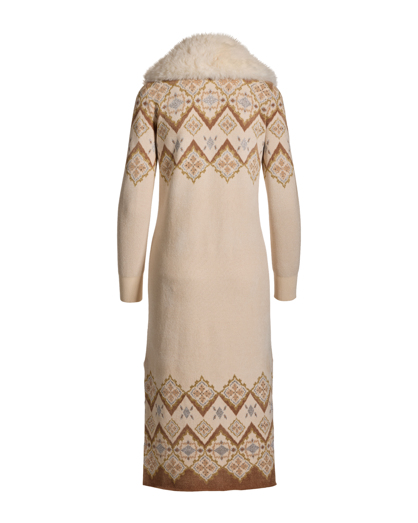 Faux Fur Collar Fair Isle Sweater Duster Fabulous Fair Isle