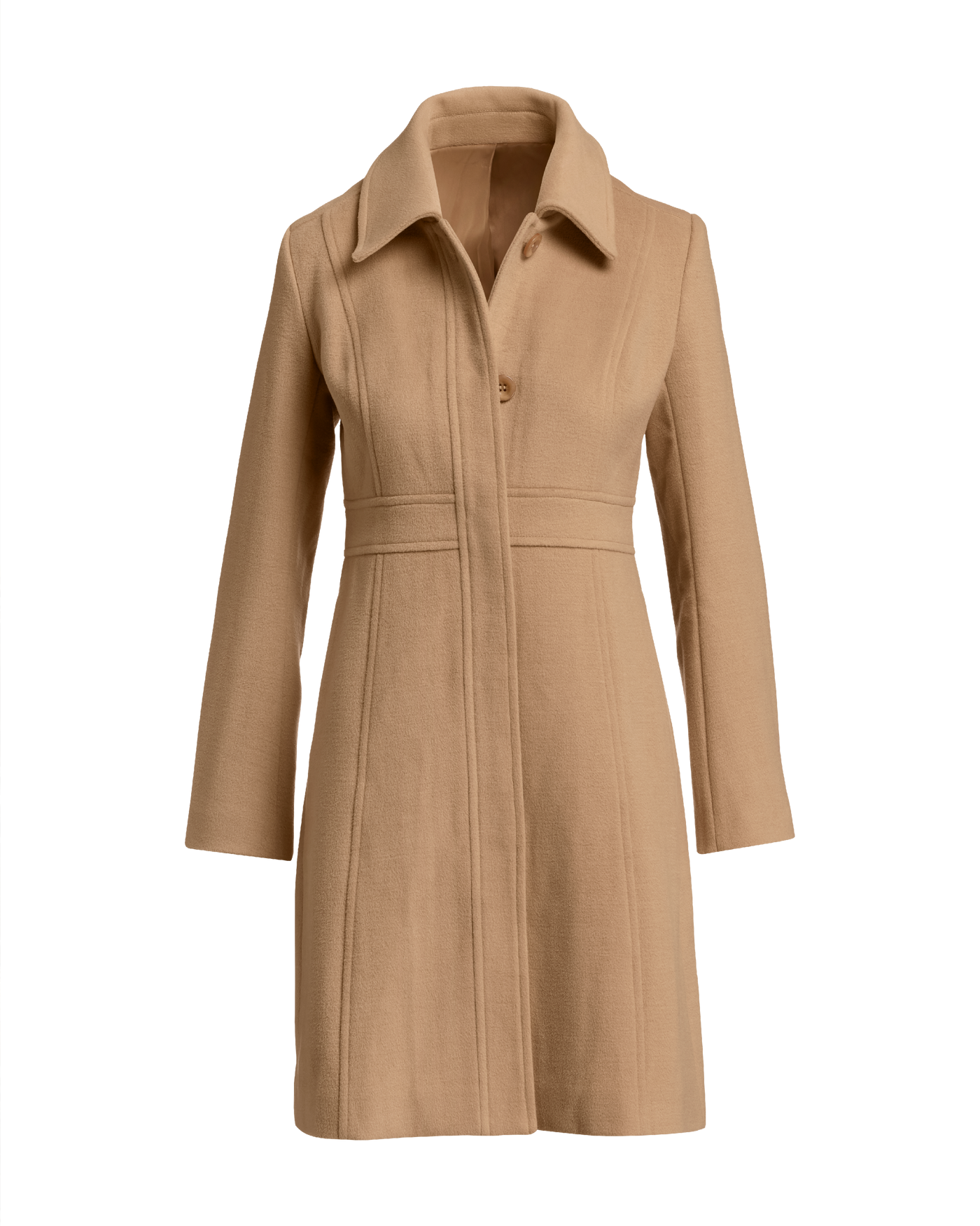 Luxe Collared Waist Shape Topcoat Suntan