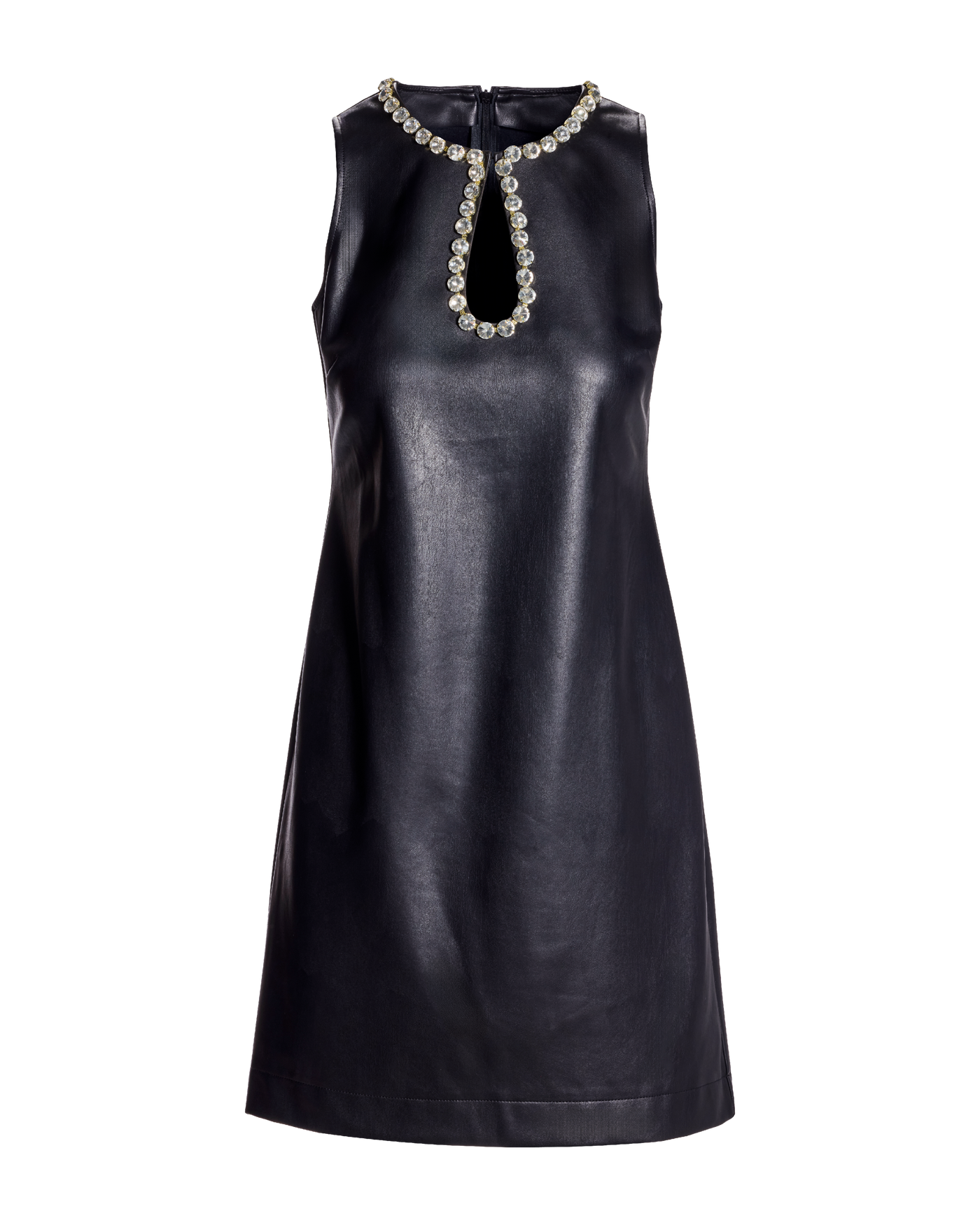 knee length dresses for ladies Crinkle Faux Leather Mini Shift Dress