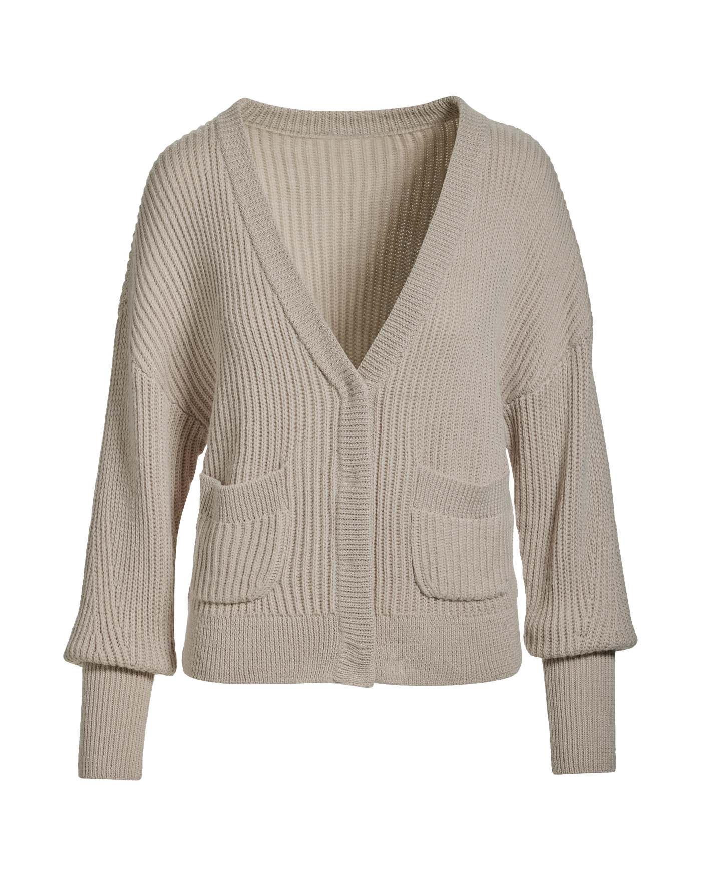 Relaxed Ribbed V-Neck Cardigan - Heather Oatmeal | Boston Proper