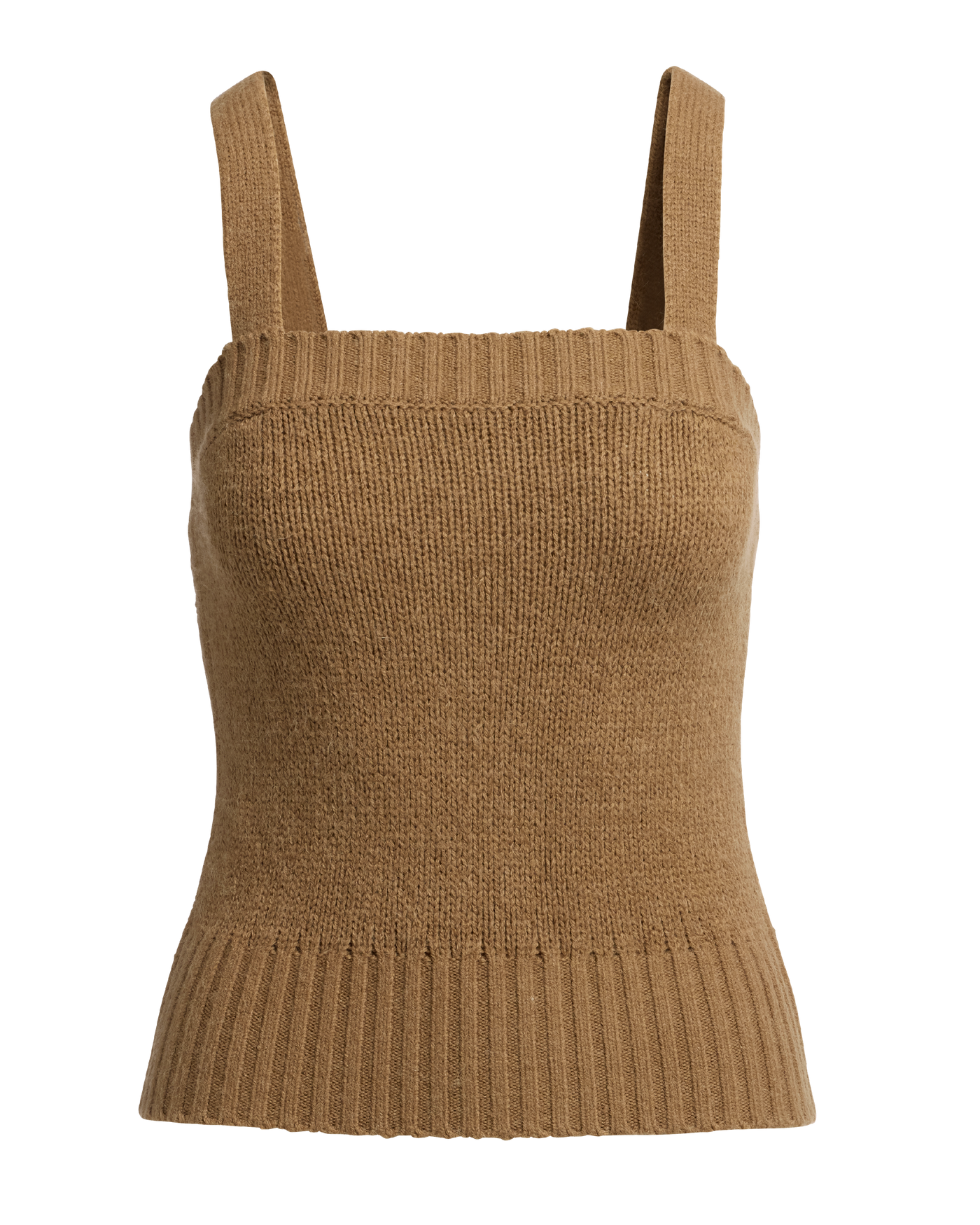 Cardigan and Square Neck Tank Sweater Set Suntan