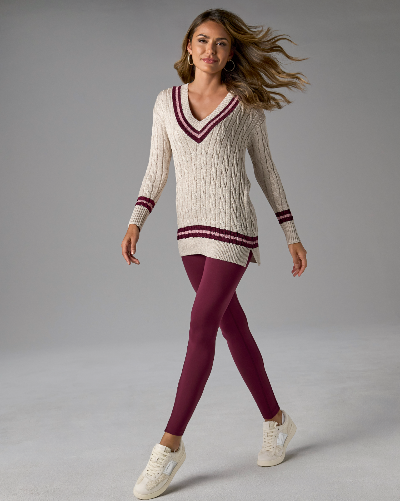 Cable Varsity Sweater Gold