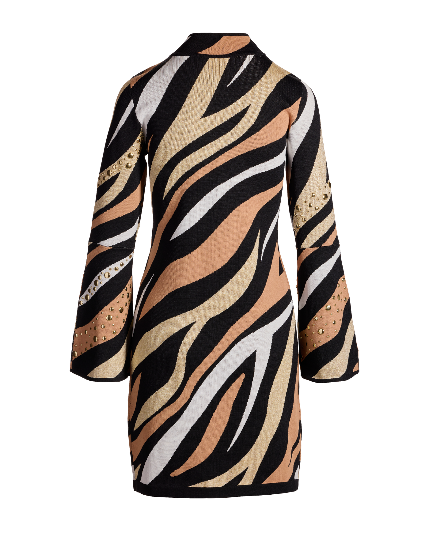 Metallic Studded Zebra Bell Sleeve Sweater Dress - Neutral Zebra | Boston  Proper