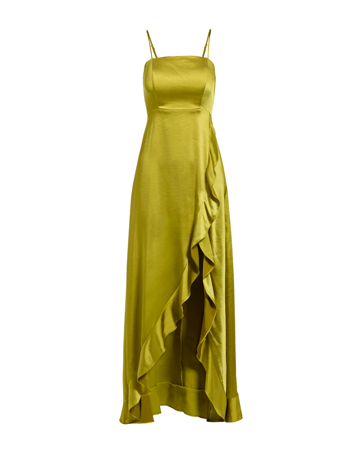 Luxe Satin Ruffle Gown Citronelle
