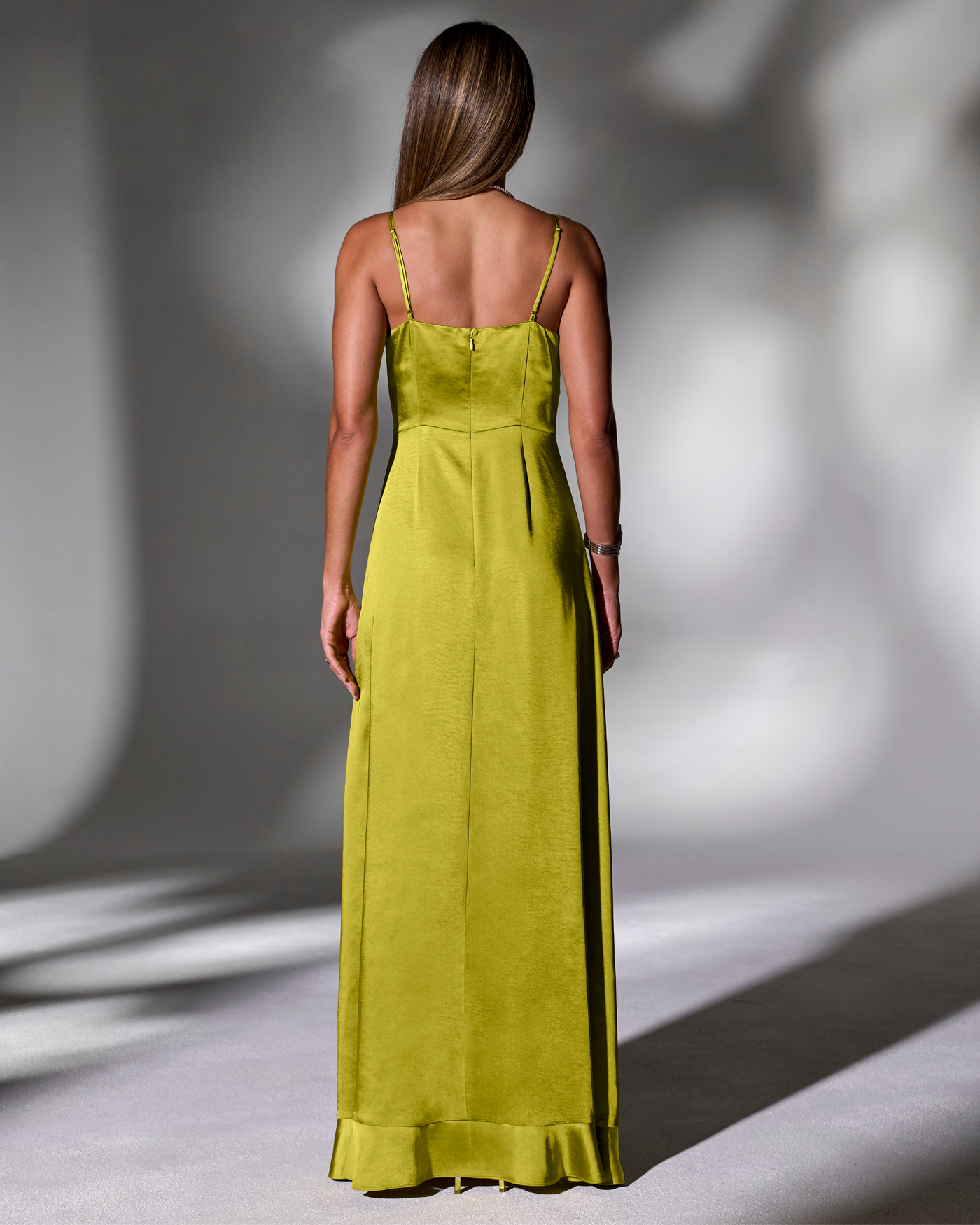 Luxe Satin Ruffle Gown Citronelle