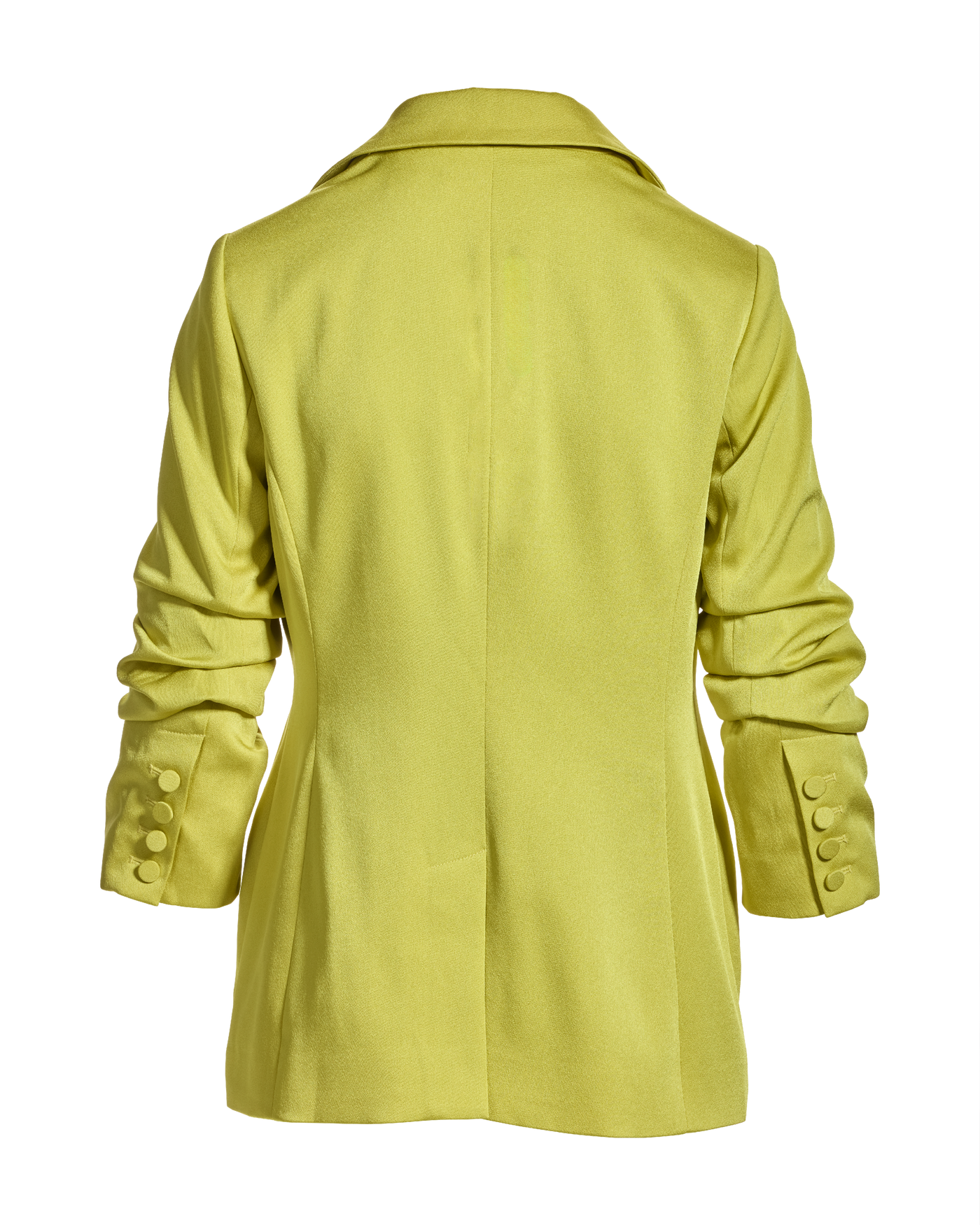 Ruched Sleeve Matte Satin Single Button Blazer Citronelle