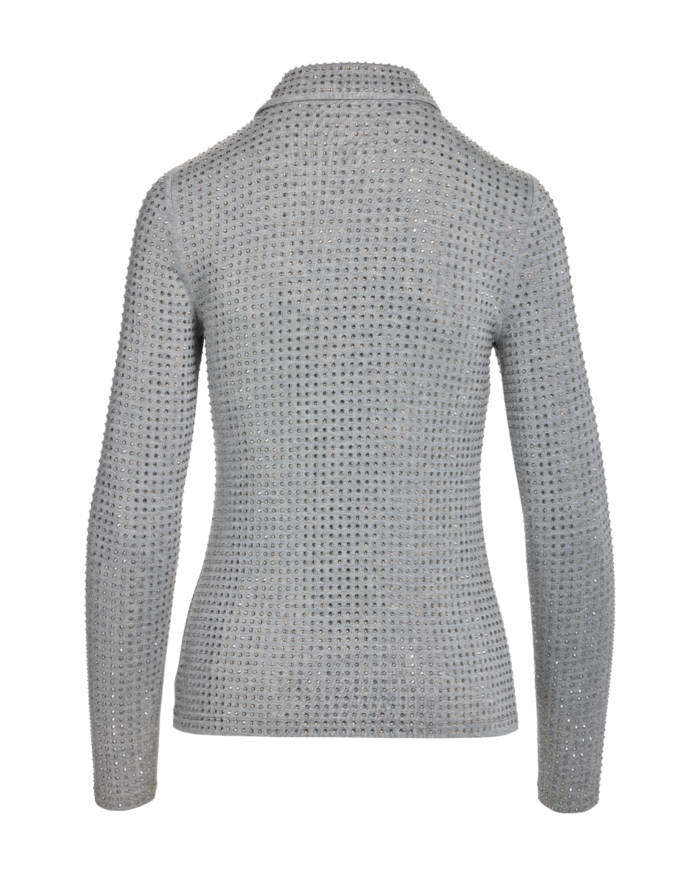 All Over Rhinestone Collared Top Heather Gray