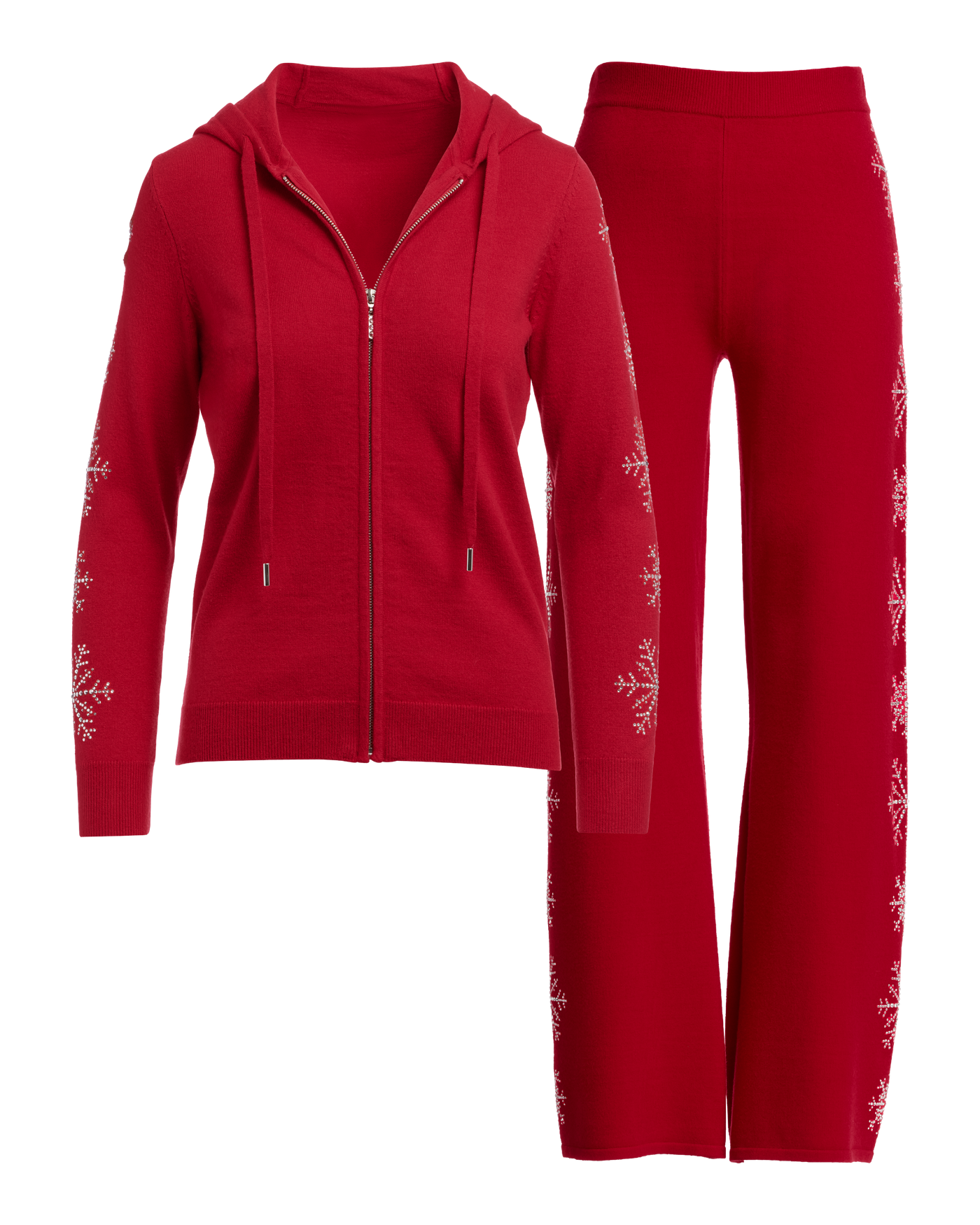 Snowflake Embellished Lounge Set Racing Red