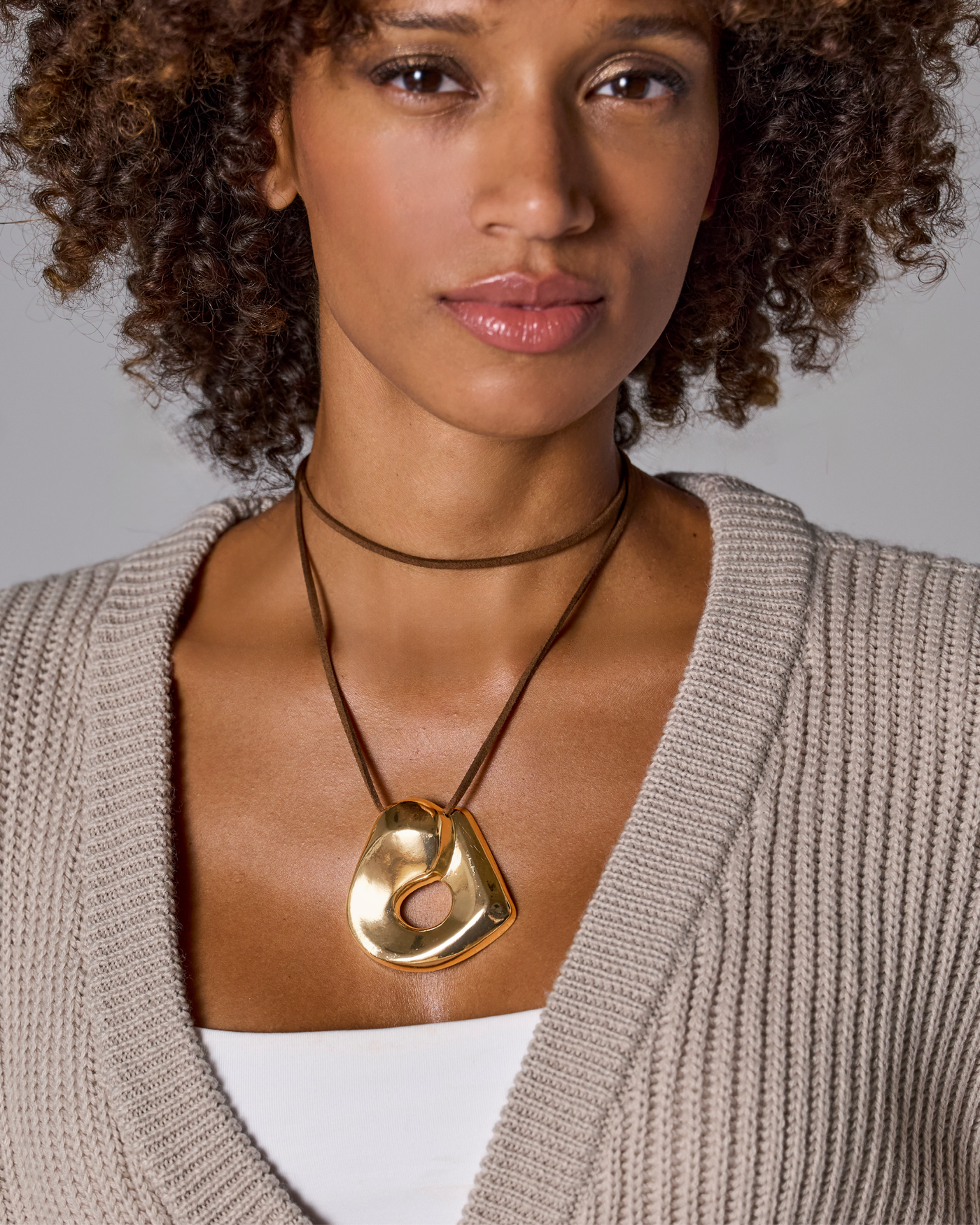 Hardware Suede Tie Necklace - Brown | Boston Proper