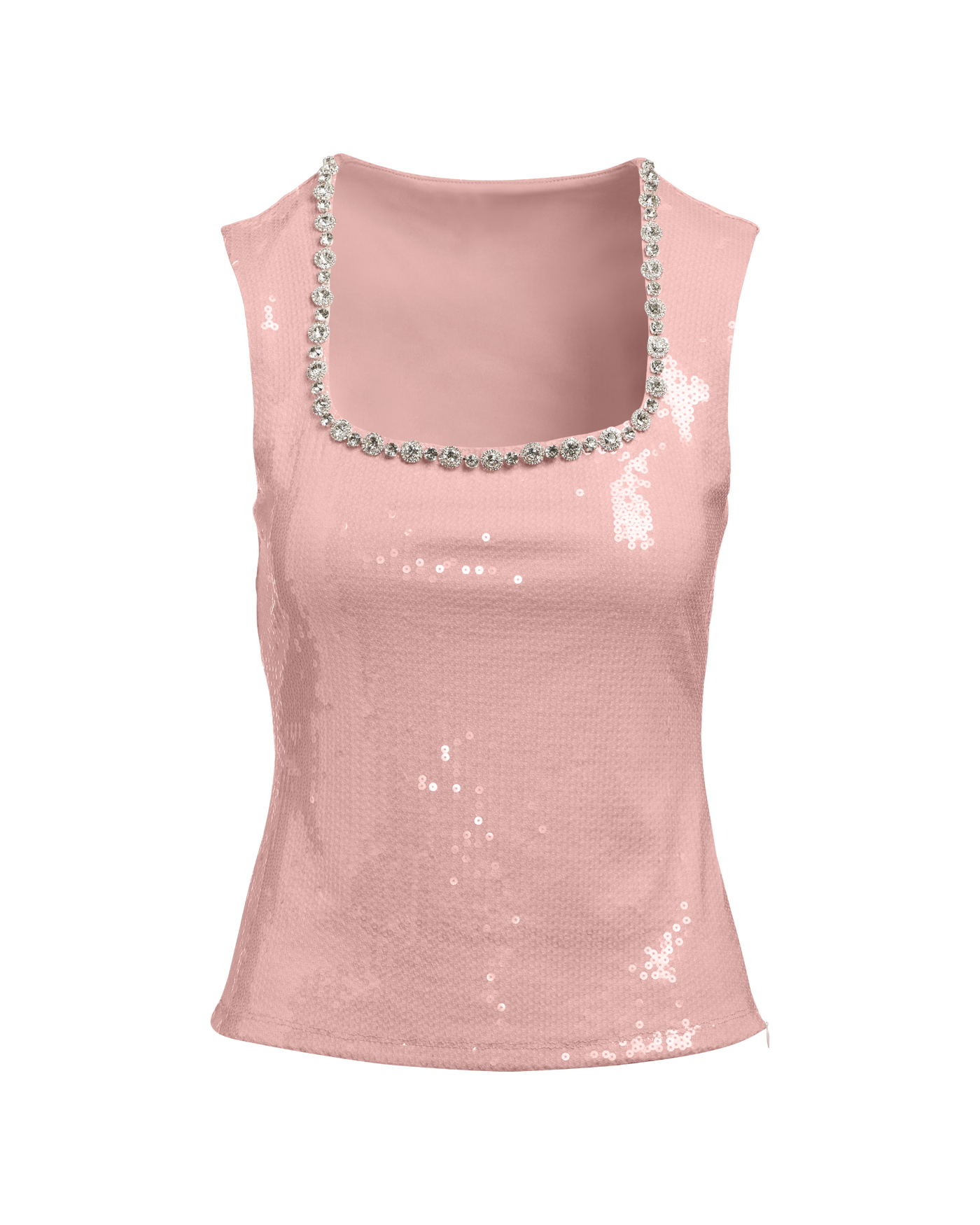 Embellished Sequin Knit Top Baby Pink
