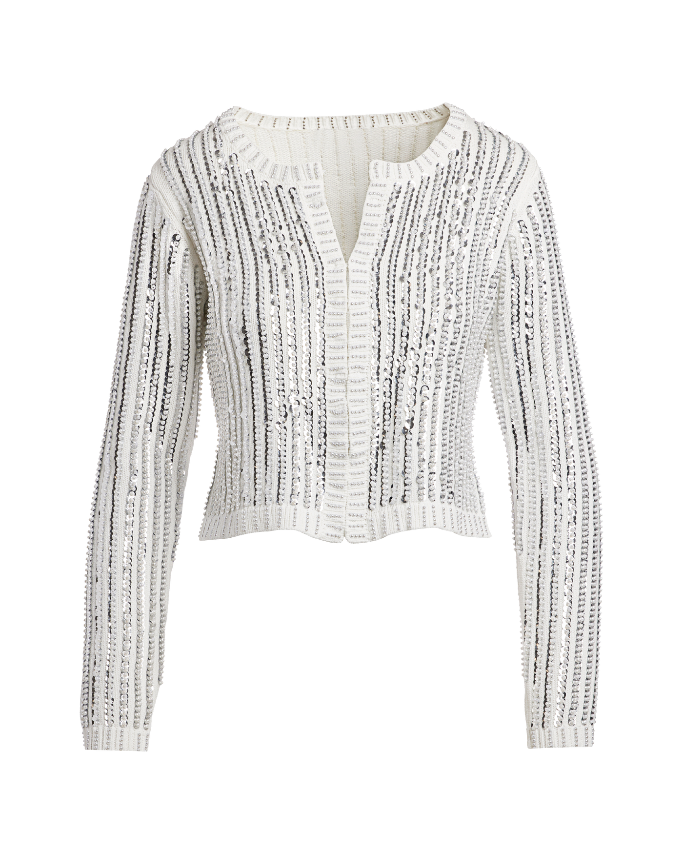 Pearl & Sequin Embellished Cardigan Off White