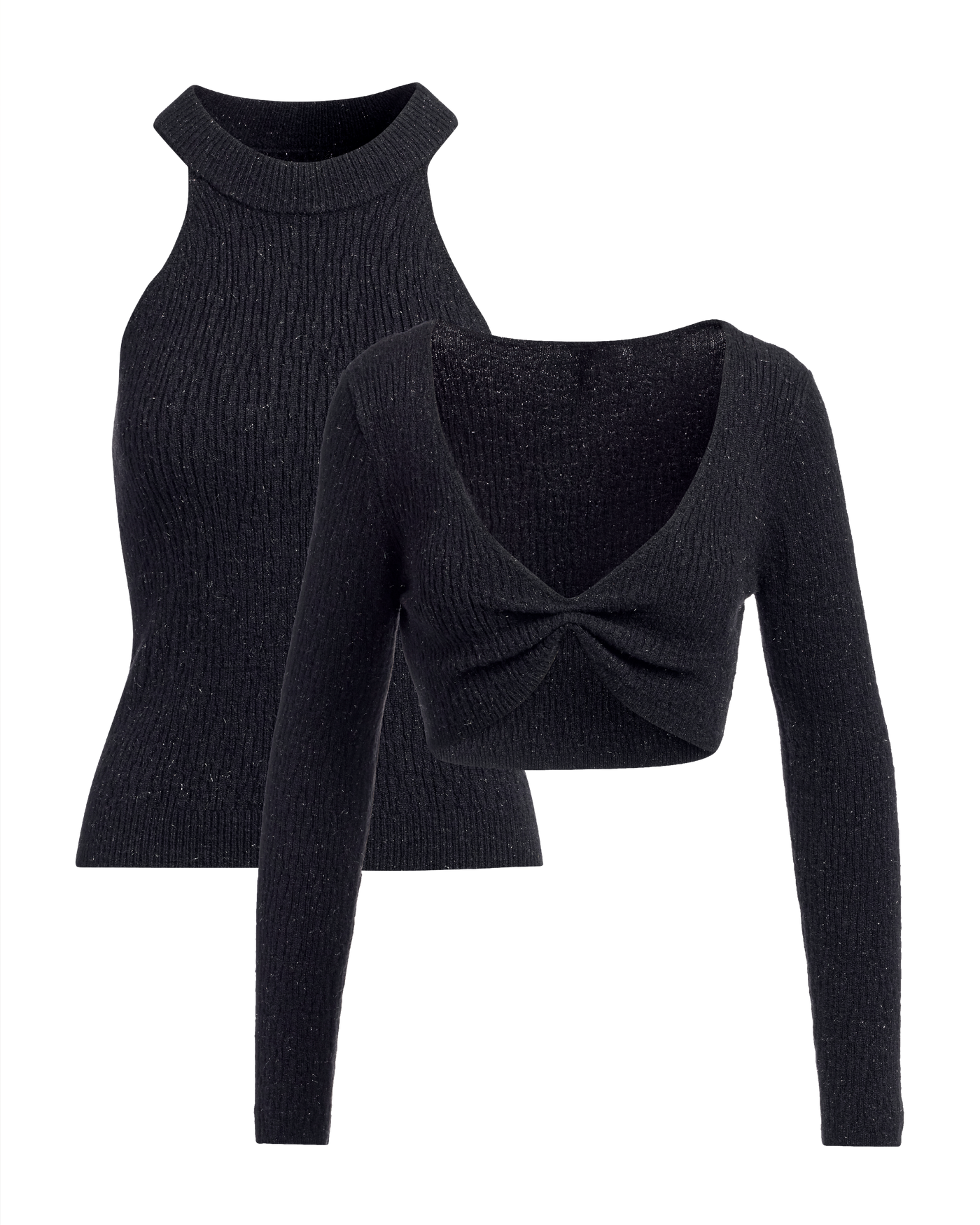 Cutout Ruched Sweater Set - Black | Boston Proper