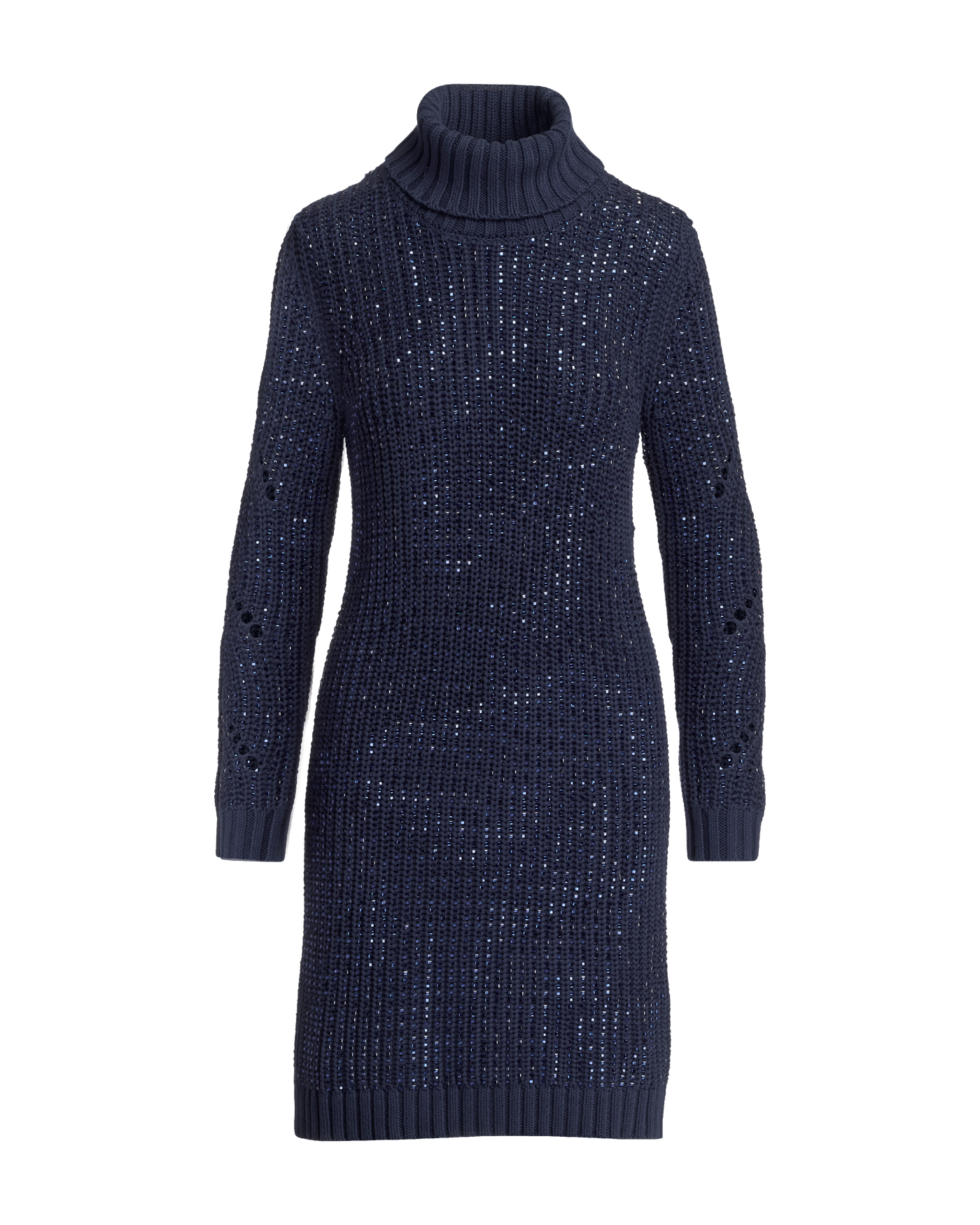 Crystal Embellished Turtleneck Sweater Dress - Navy | Boston Proper