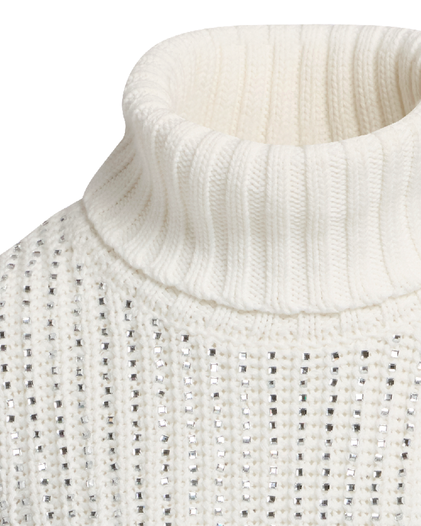 Crystal Embellished Turtleneck Sweater Dress - Off White | Boston
