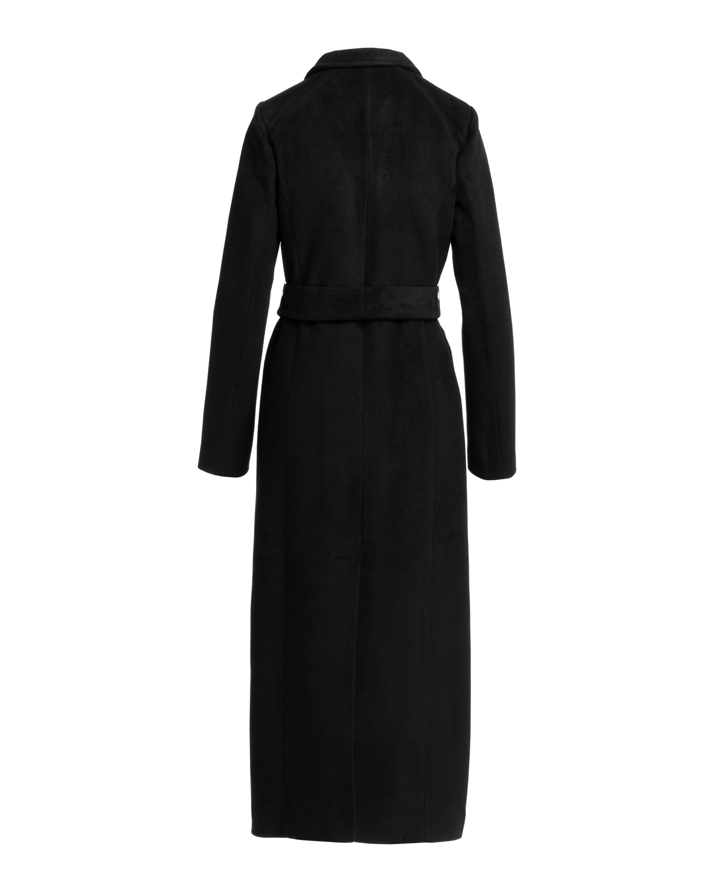Luxe Shawl Collar Full Length Double Breasted Coat - Black