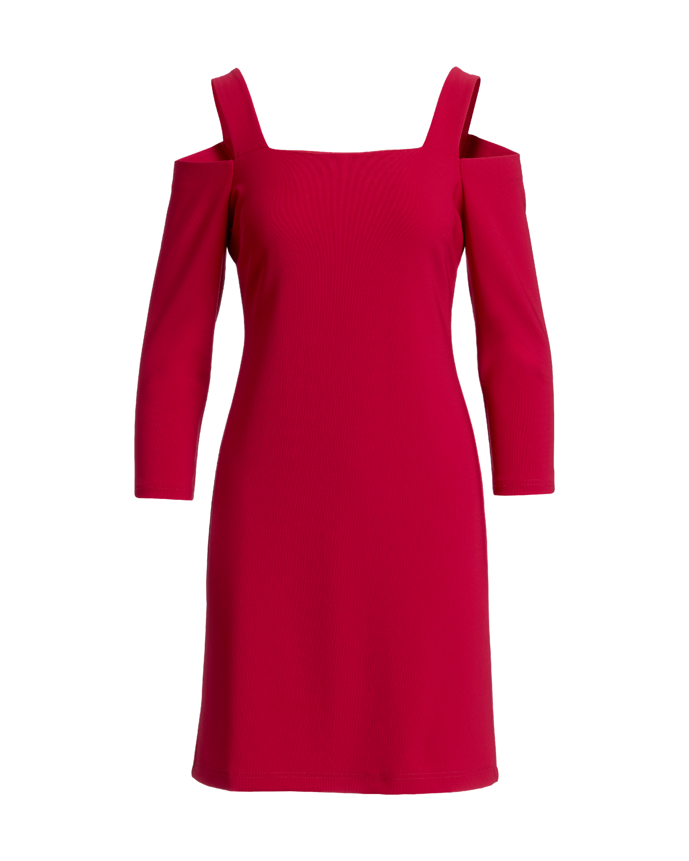 red quarter sleeve dress Beyond Travel Cold Shoulder Three Quarter Sleeve Dress - Tango Red