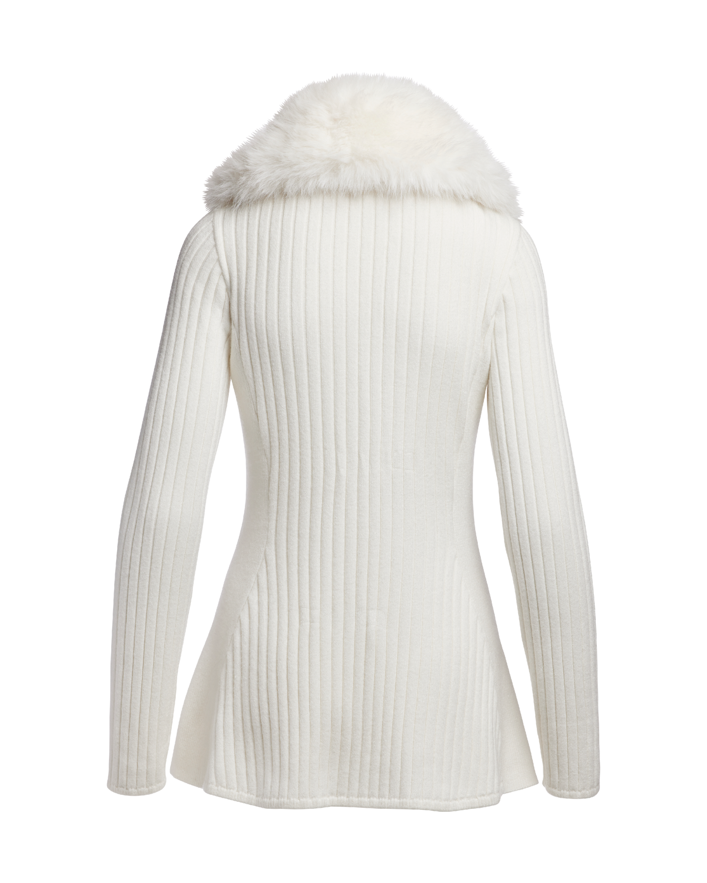 Faux Fur Trim Button Up A-Line Cardigan - Off White | Boston Proper