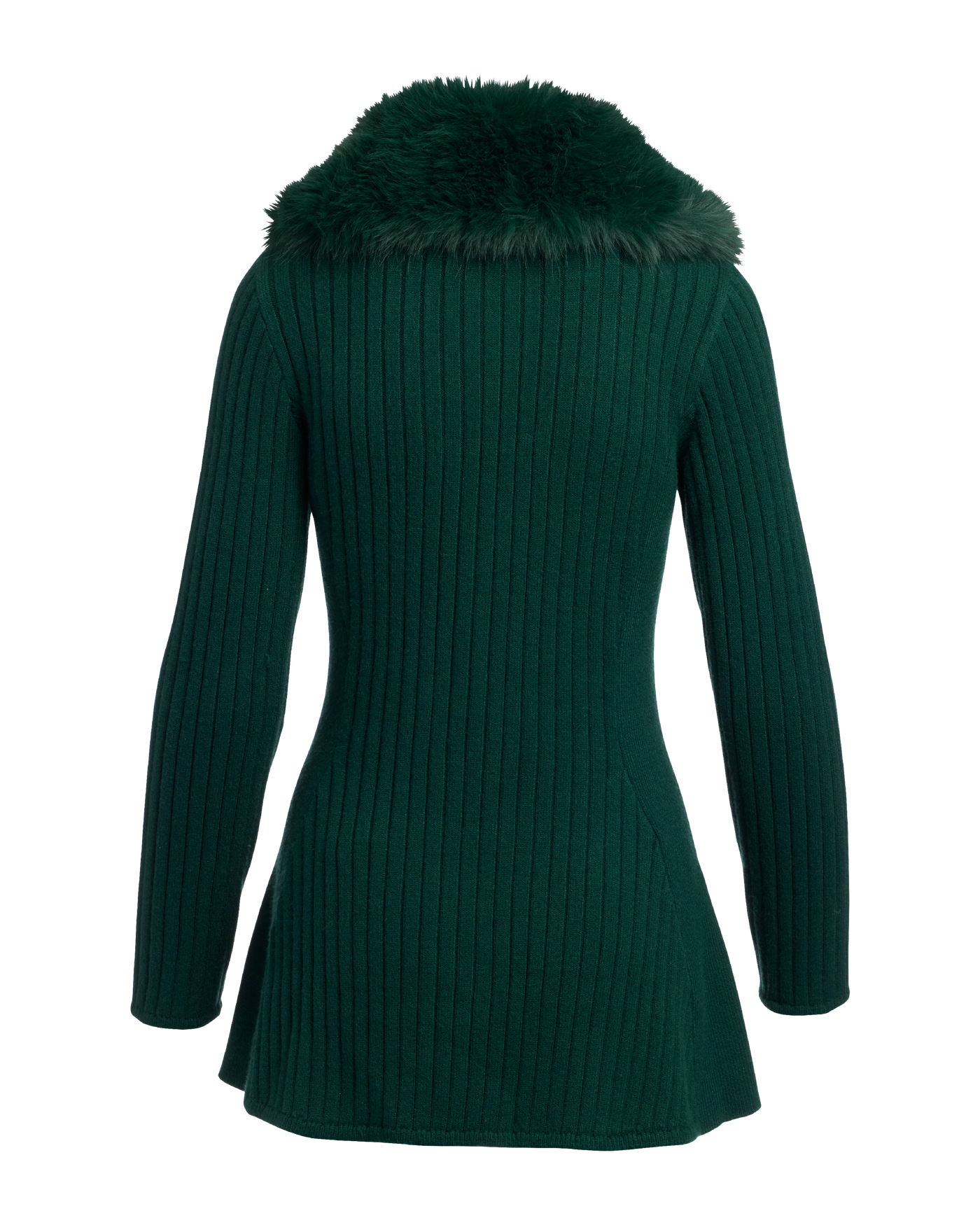 Faux Fur Trim Button Up A-Line Cardigan - Emerald | Boston Proper