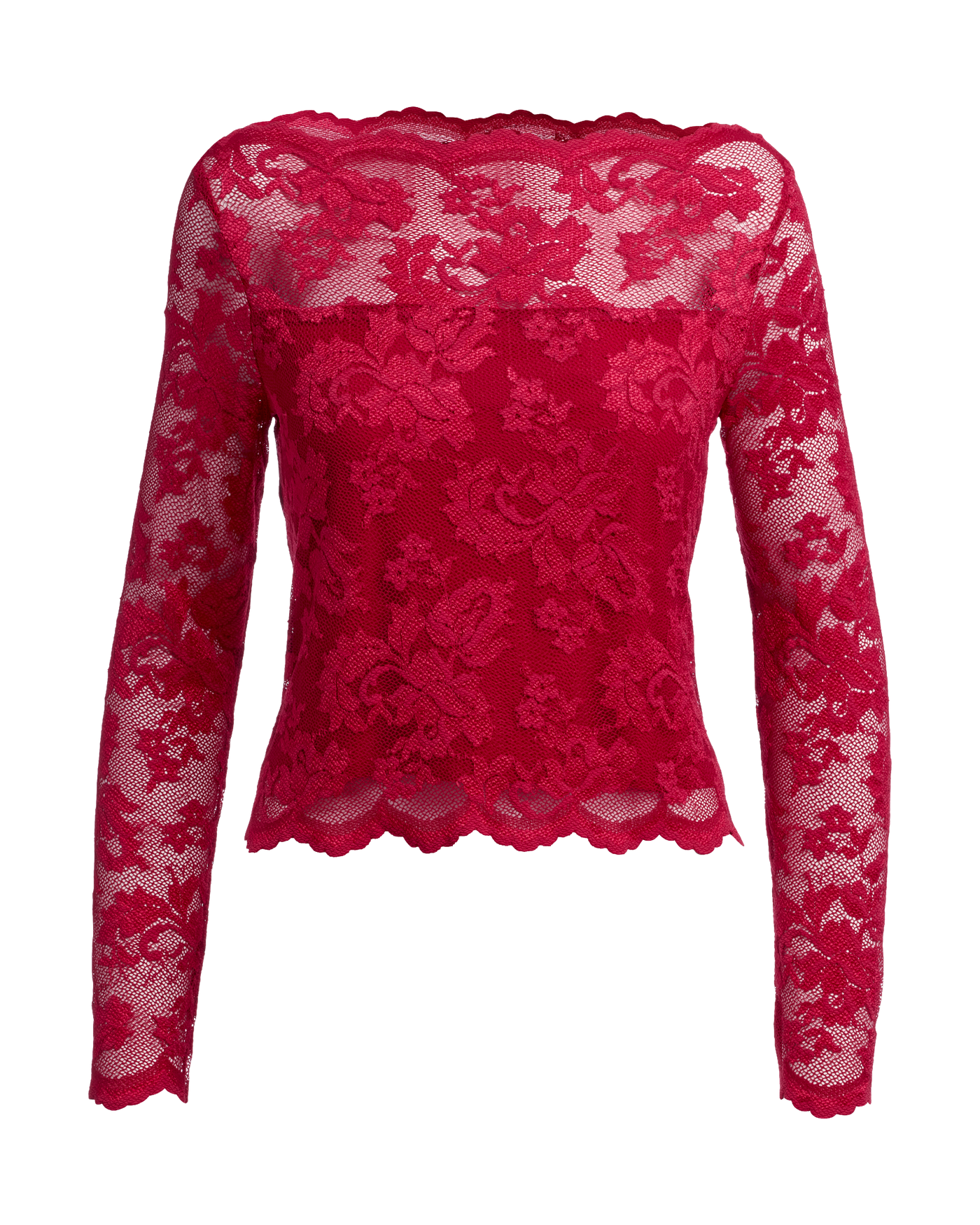 Lace Shoulder Skimming Knit Top - Red | Boston Proper