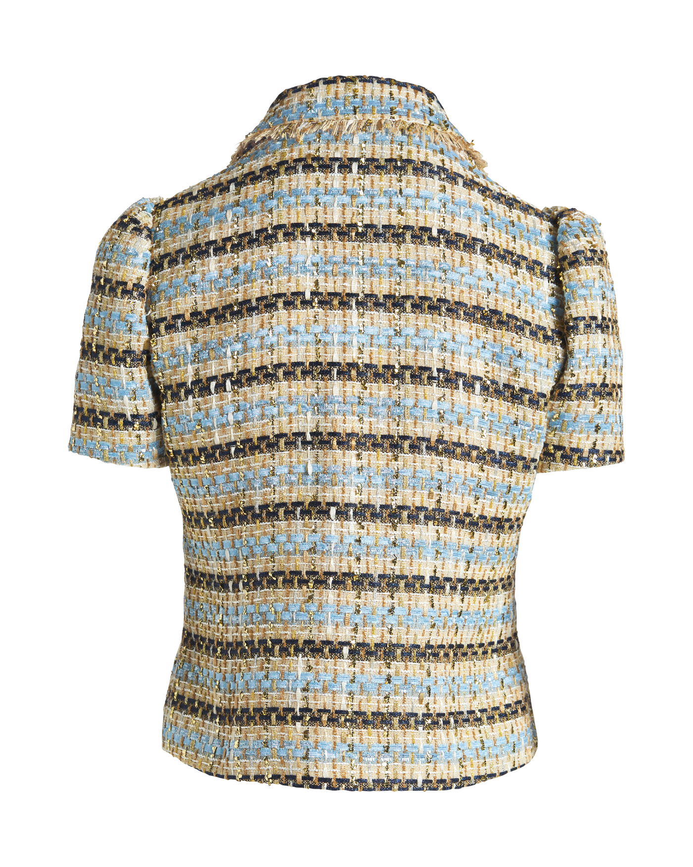 Multi Stripe Parisian Tweed Short Sleeve Jacket - Blue/White
