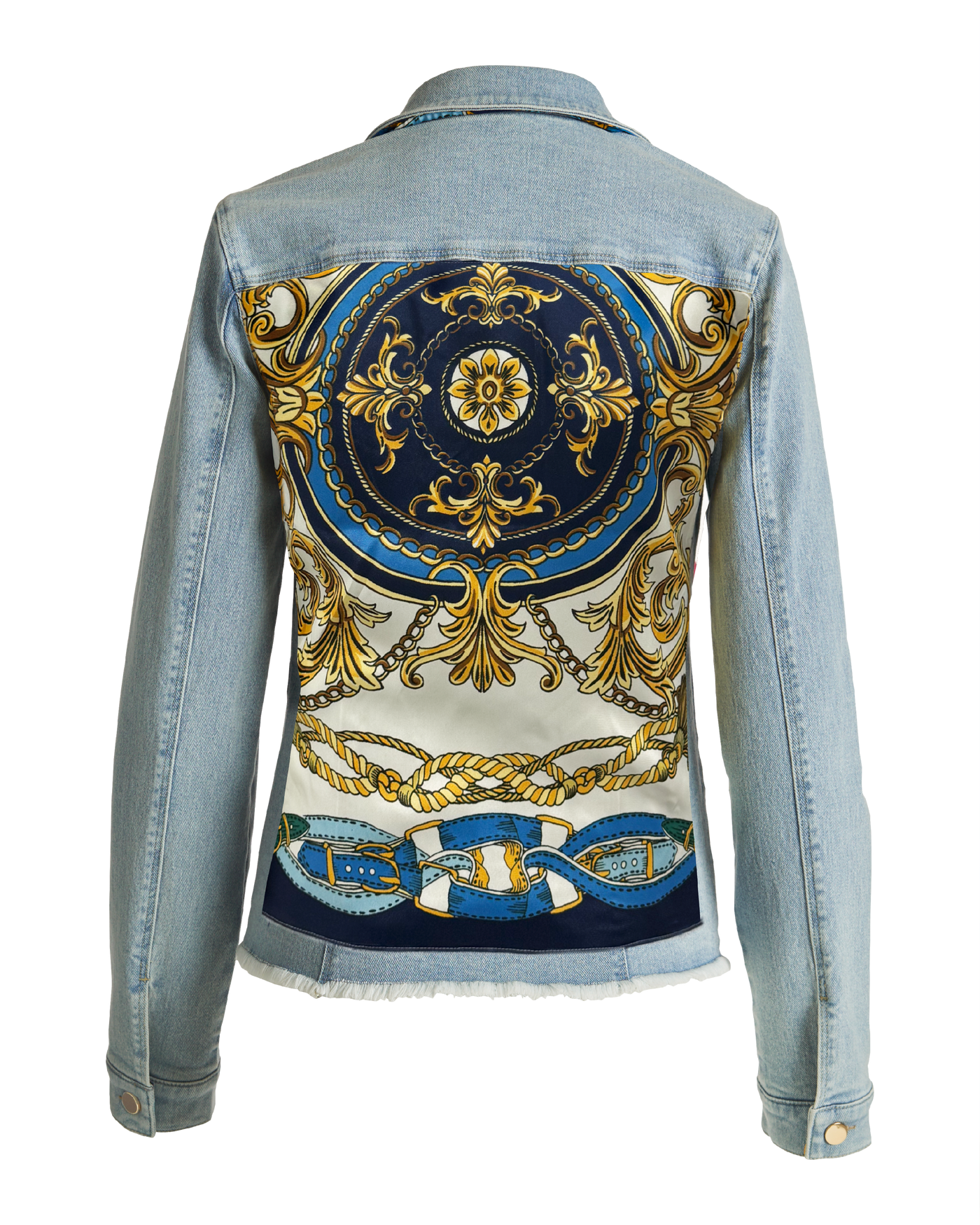 Scarf Printed Denim Jacket - Light Wash | Boston Proper