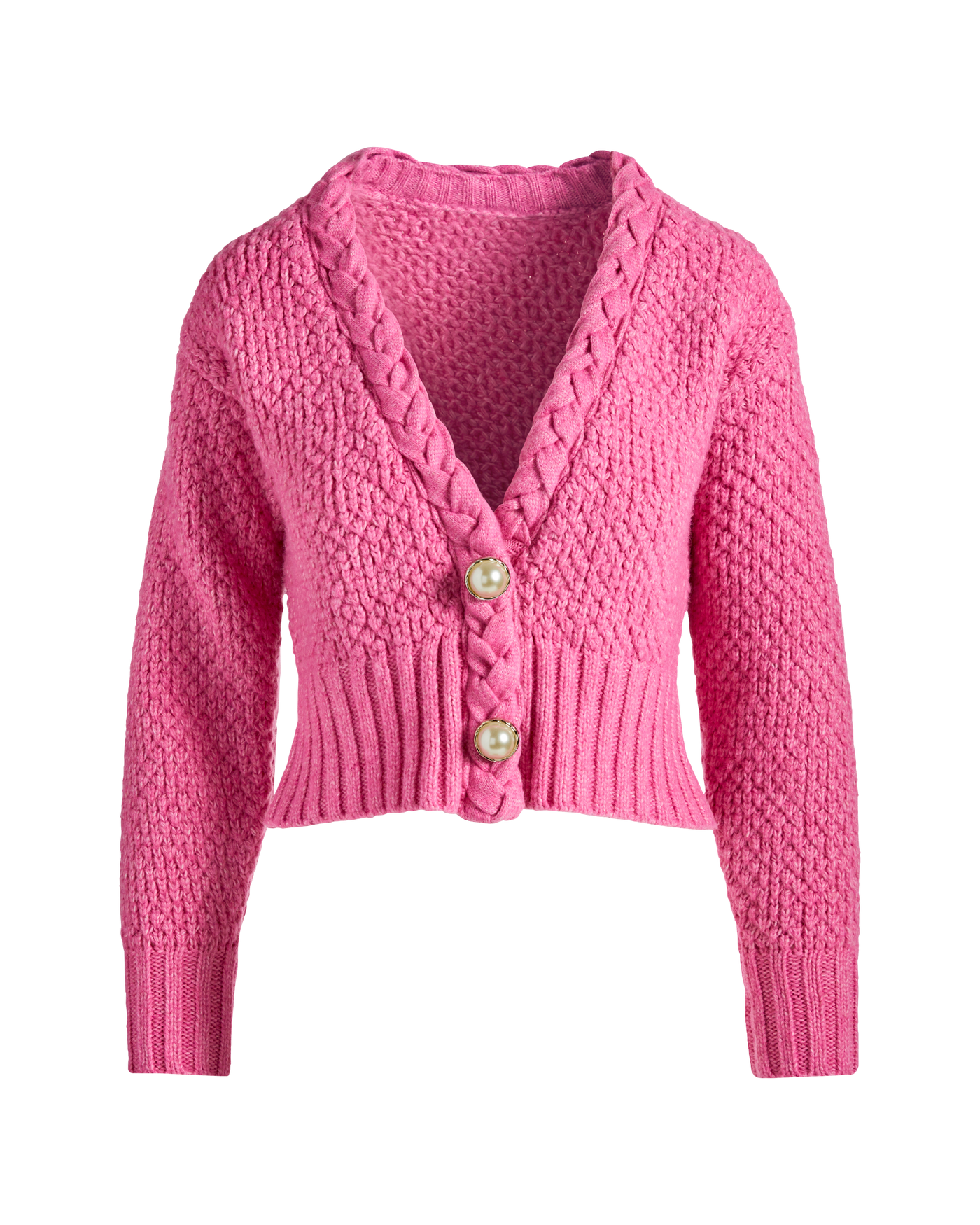 Textured Braid Detail Cardigan Flamingo | Boston Proper