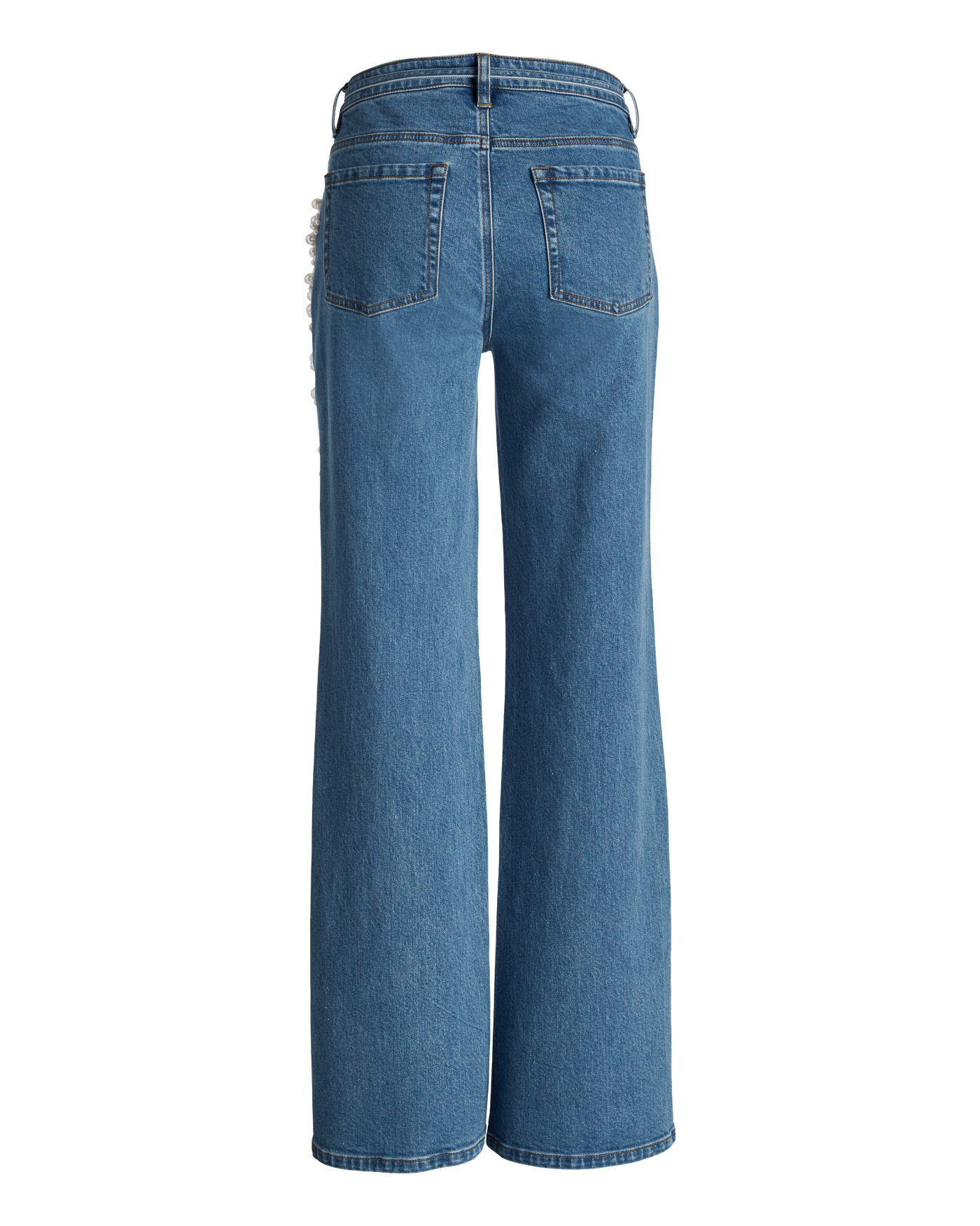 Pearl Embellished Wide Leg Jean - Medium Wash | Boston Proper