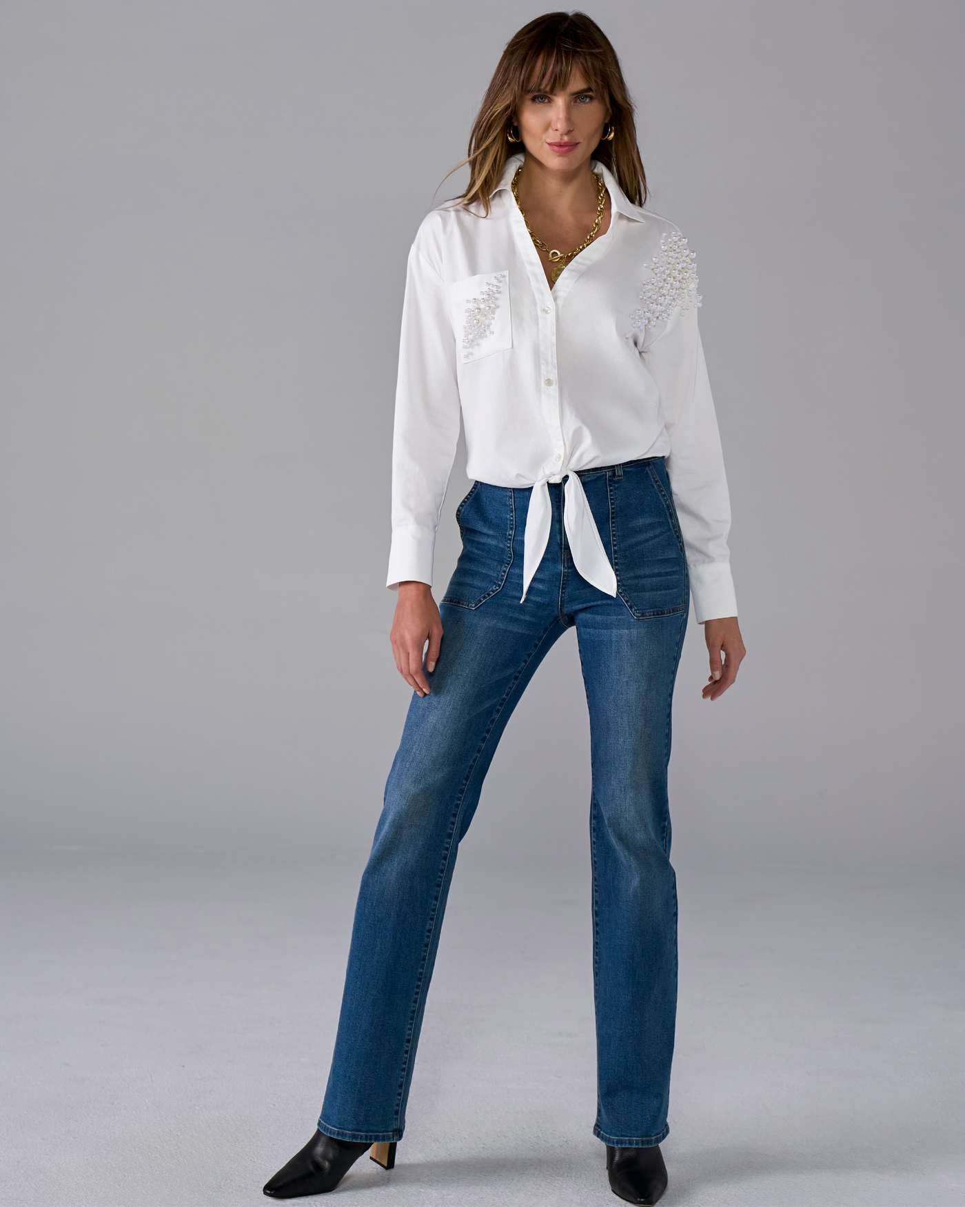 Veste de travail beige en lin - femme