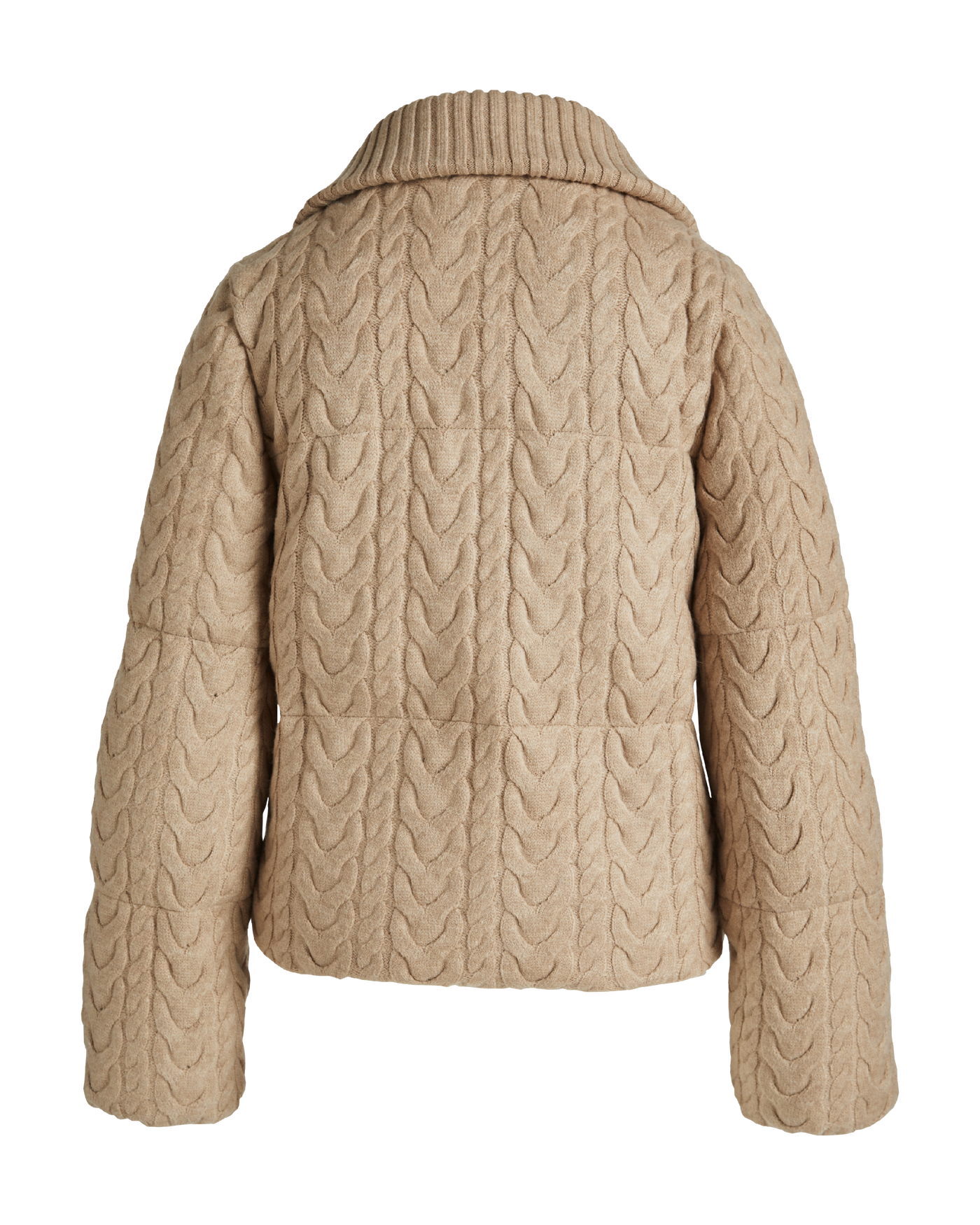 Cable Knit Puffer Coat - Heathered Oatmeal | Boston Proper