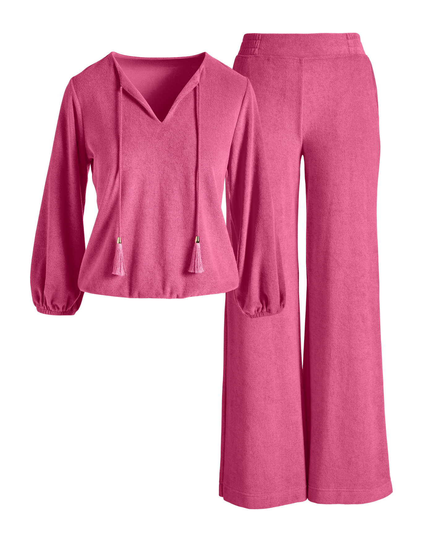 Beach Terry Puff Sleeve Pullover and Pant Set Primrose Pink