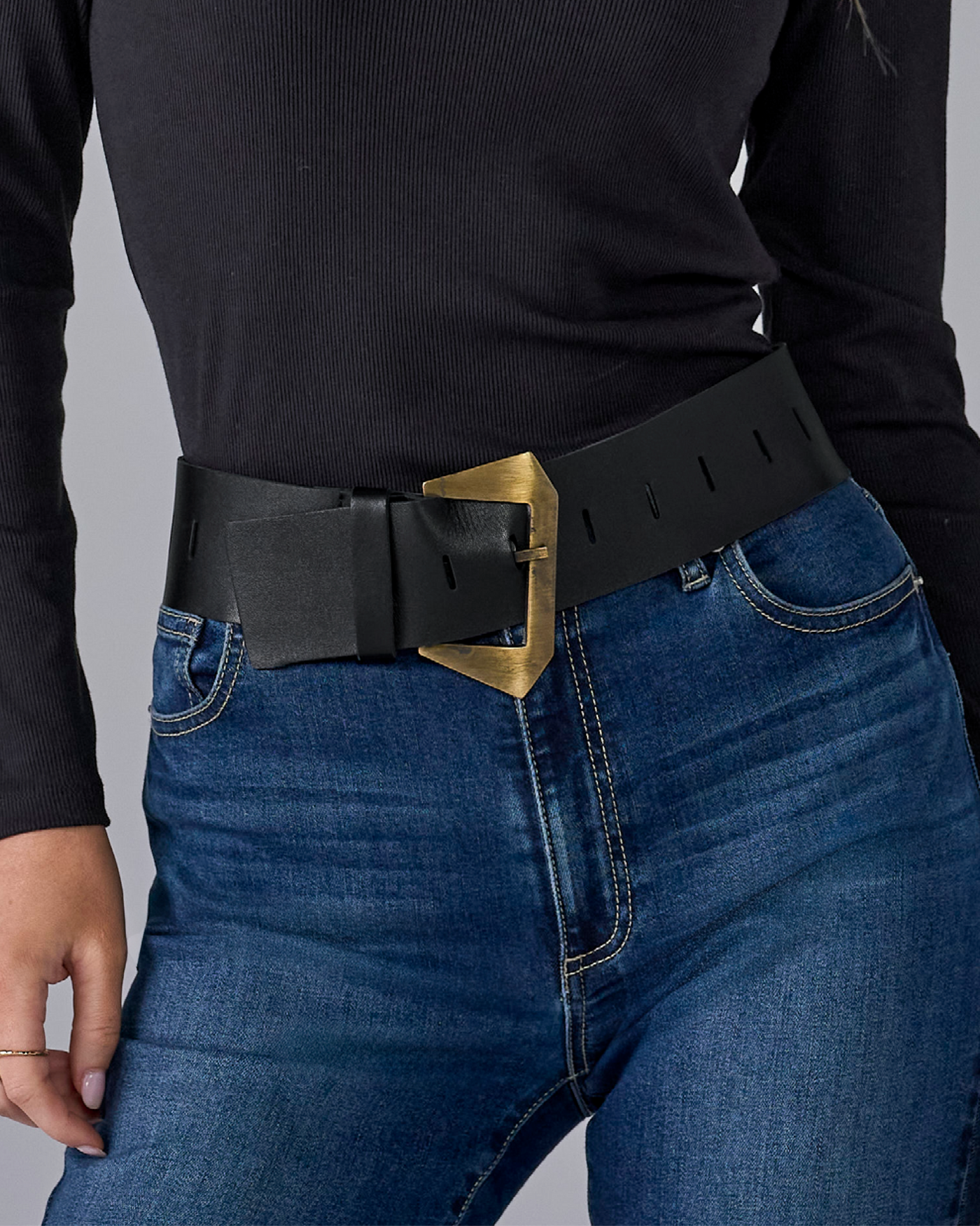 Black Wide Width  Waist Belt Prya Wide Waist Belt-Black main image 4