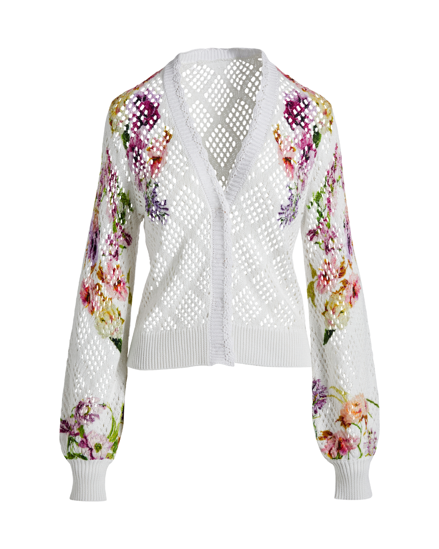 Printed Pointelle Cardigan - Placed Pansies | Boston Proper