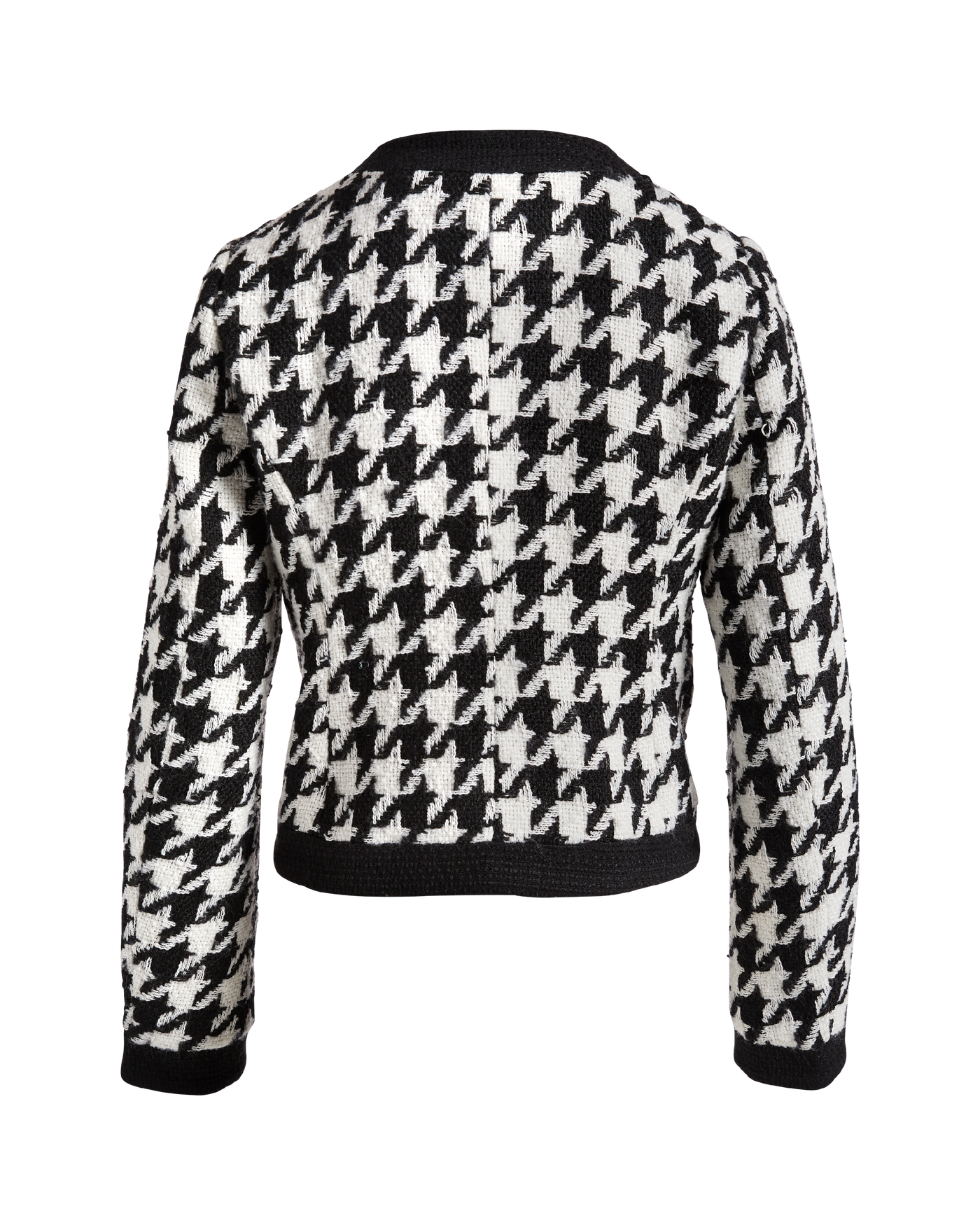 Houndstooth Tweed Jacket with Floral Embroidery - Black/White  display picture 1