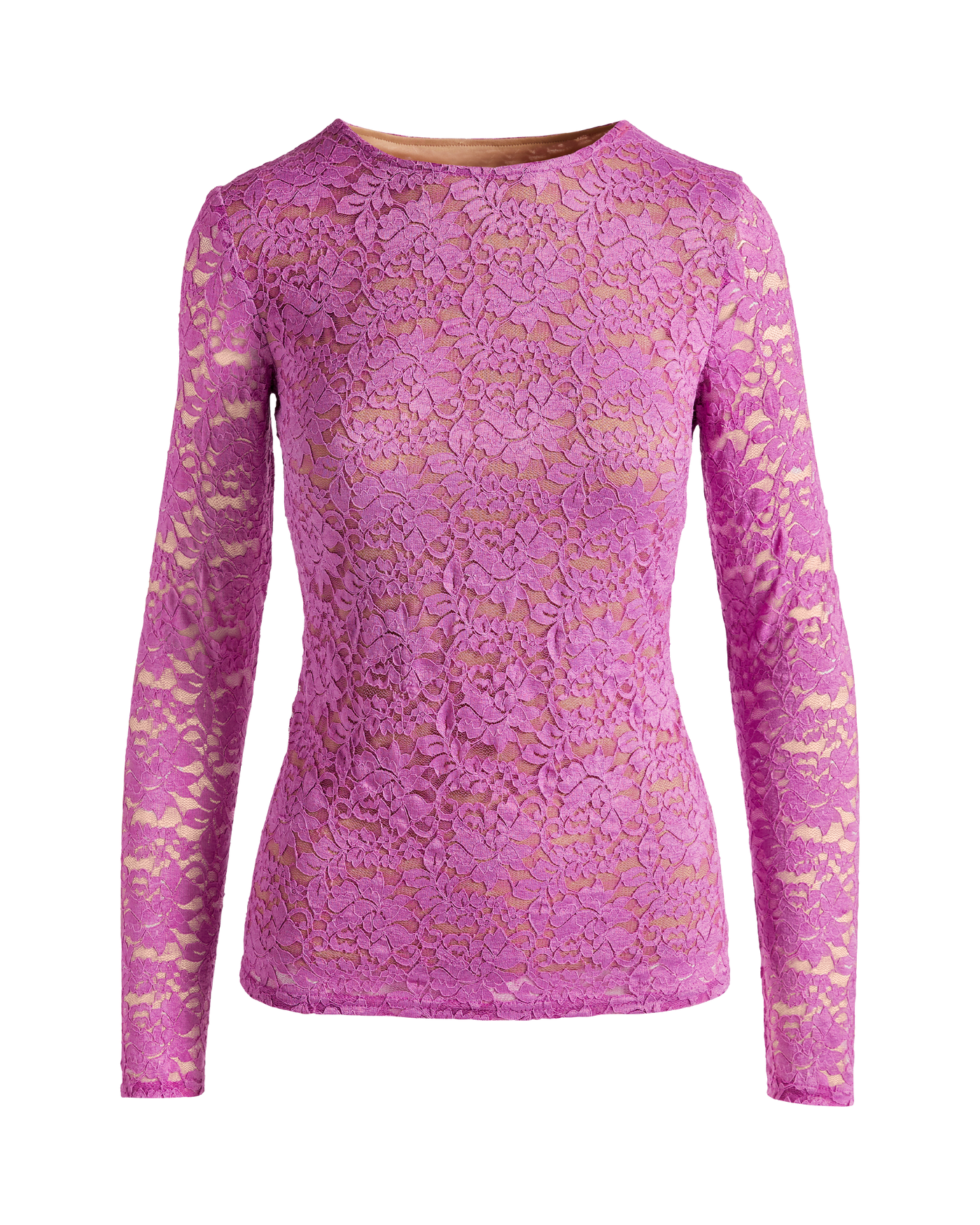 Allover Lace Long Sleeve Knit Top Radiant Orchid | Boston Proper