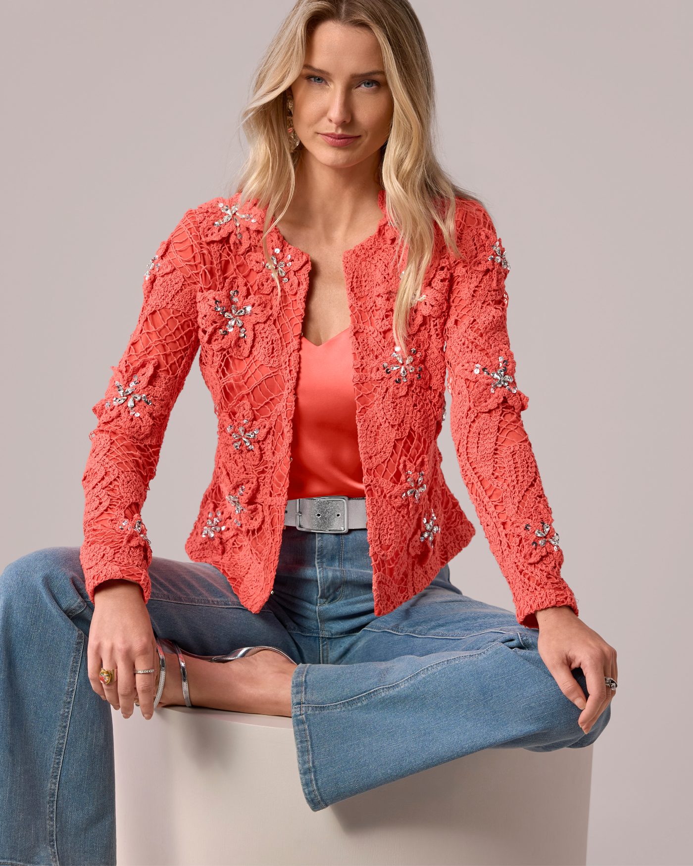 Lexi Sleeveless V-Neck Charmeuse Blouse Georgia Peach | Boston Proper