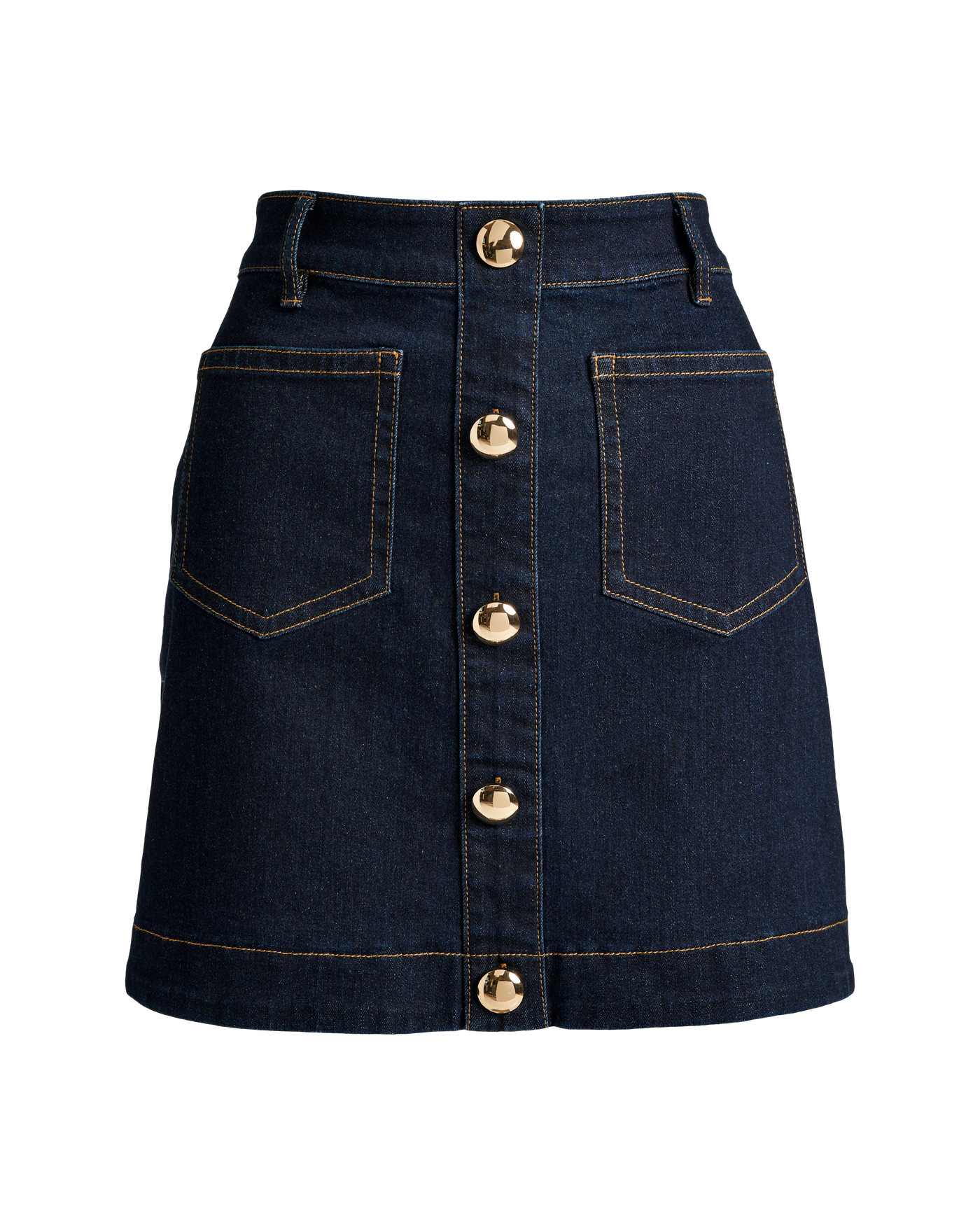Button Front Denim Mini Skirt - Dark Wash | Boston Proper