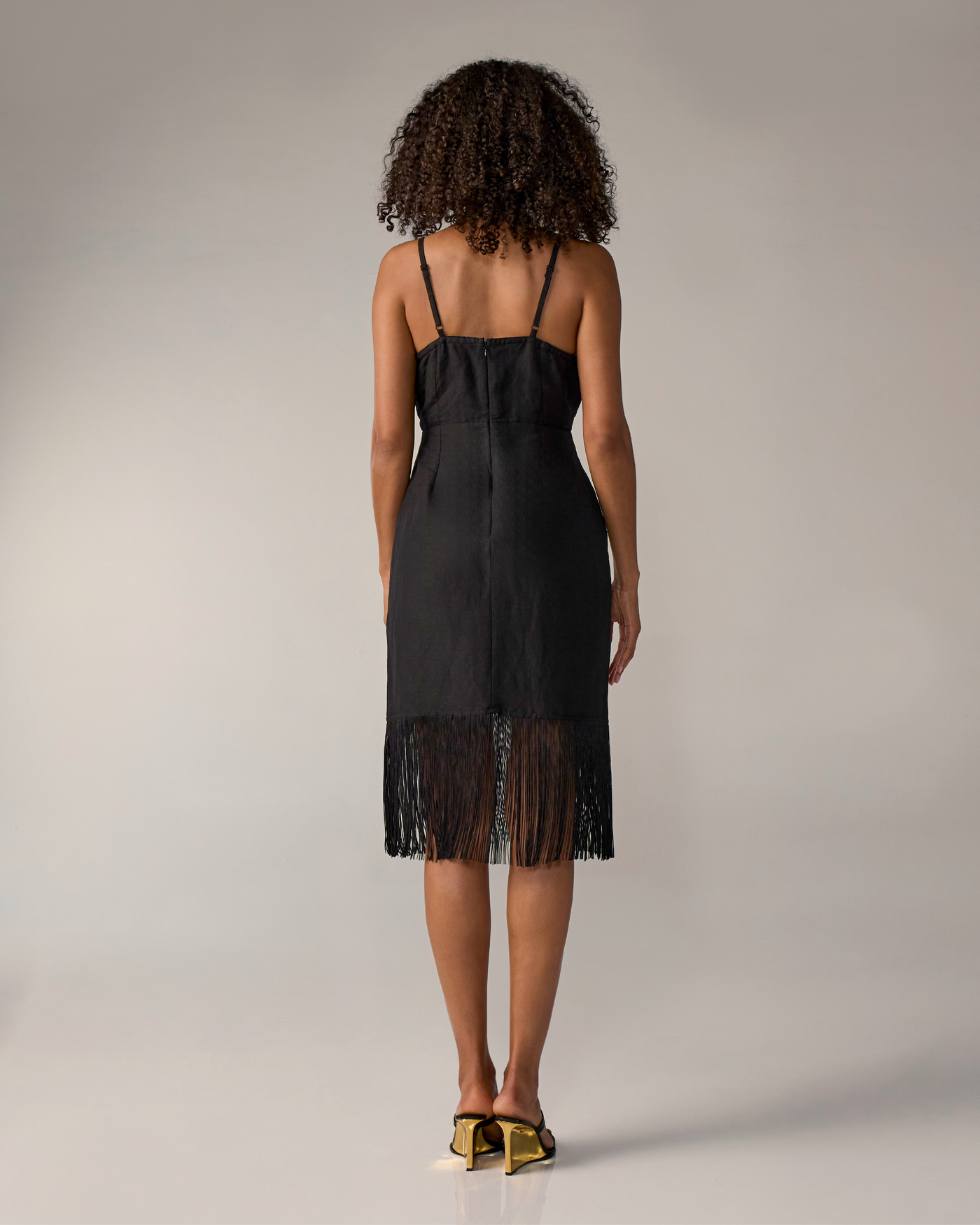 slim fit dress slacks Elliatt Deanna Midi Dress - Black/Gold
