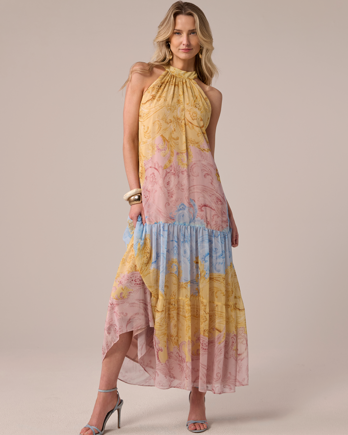 Printed Tiered Halter Maxi Dress - Spring Paisley | Boston Proper