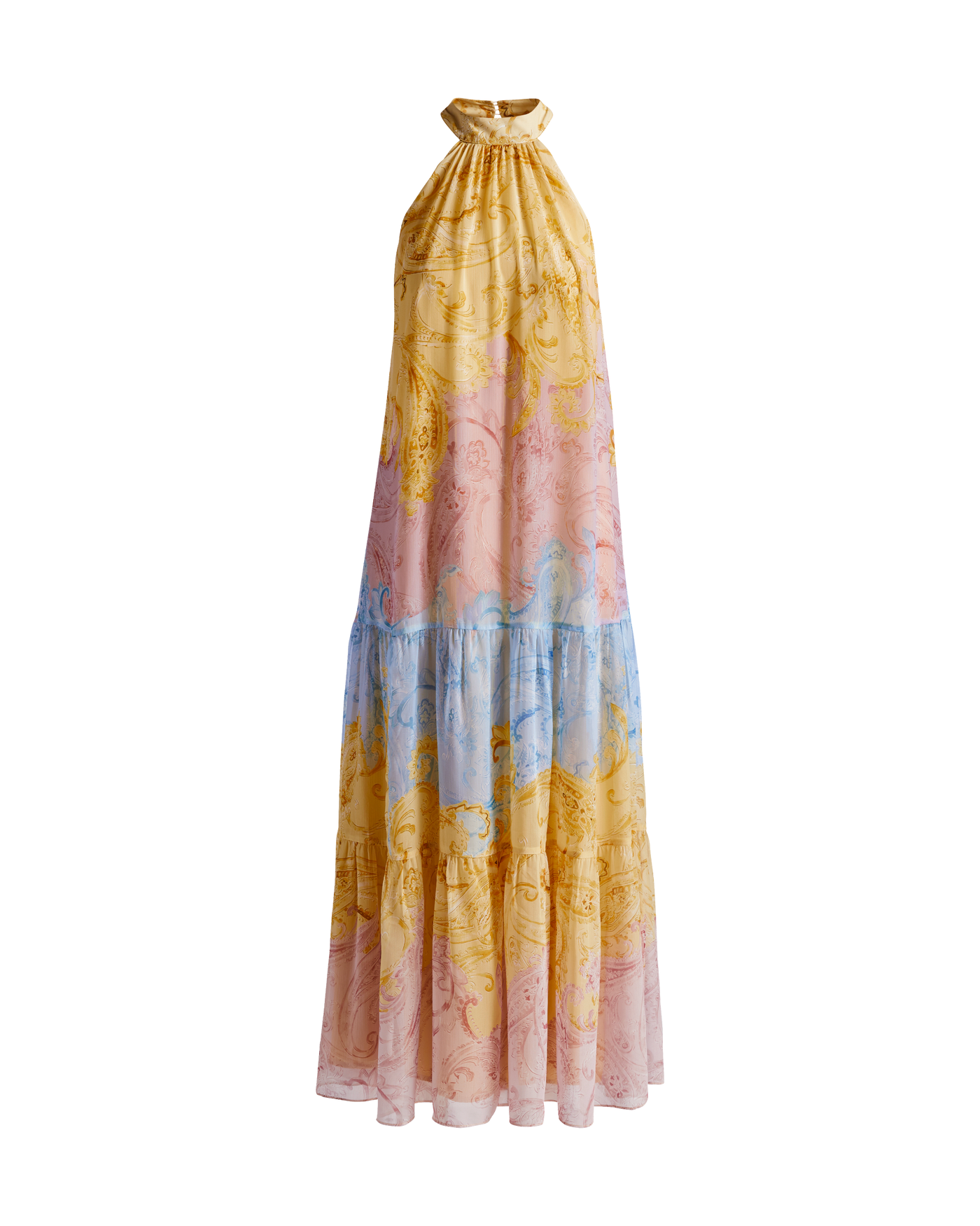 Printed Tiered Halter Maxi Dress Spring Paisley