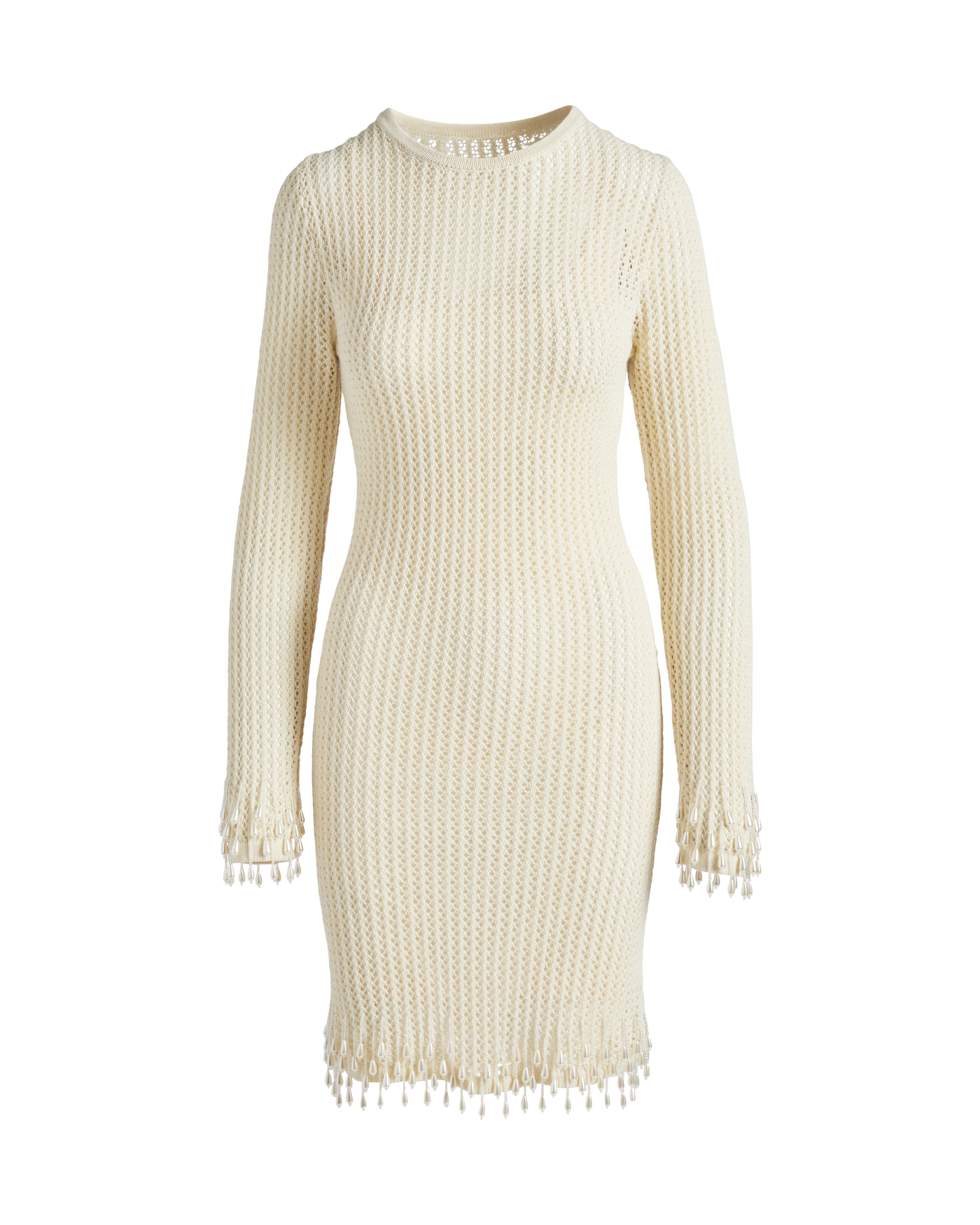 knit dress with fringing and faux pearl beads OLIVIANA KNIT DRESS main image 0